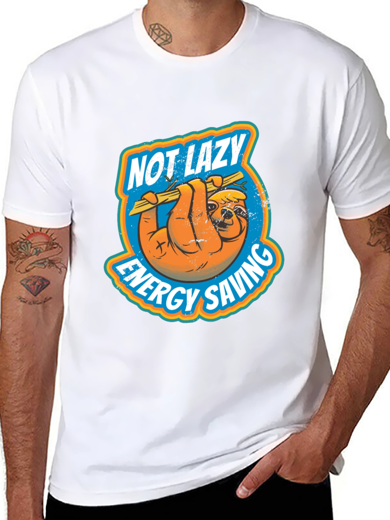 Not Lazy Energy Saving Sloth Graphic T-Shirt