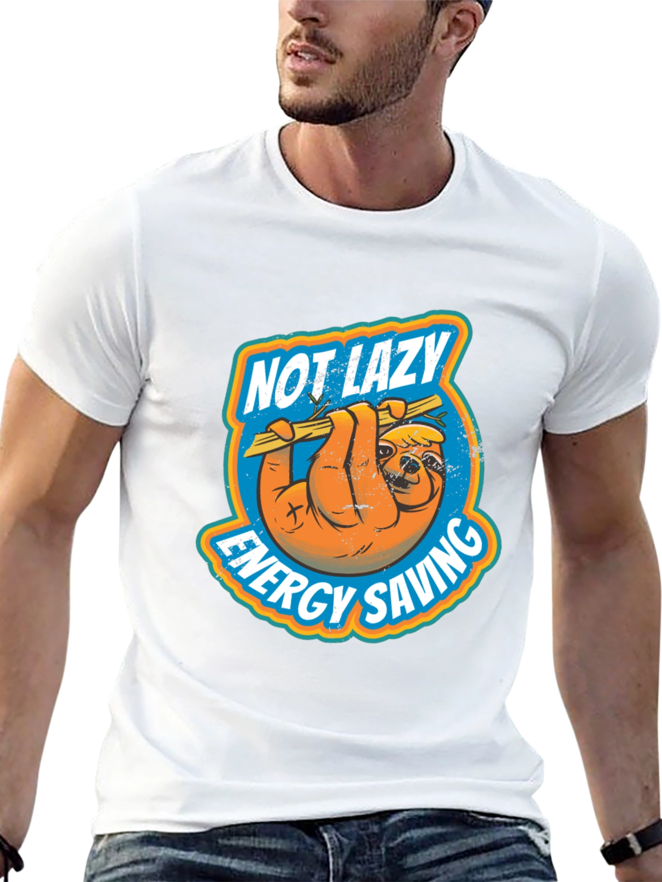 Not Lazy Energy Saving Sloth Graphic T-Shirt