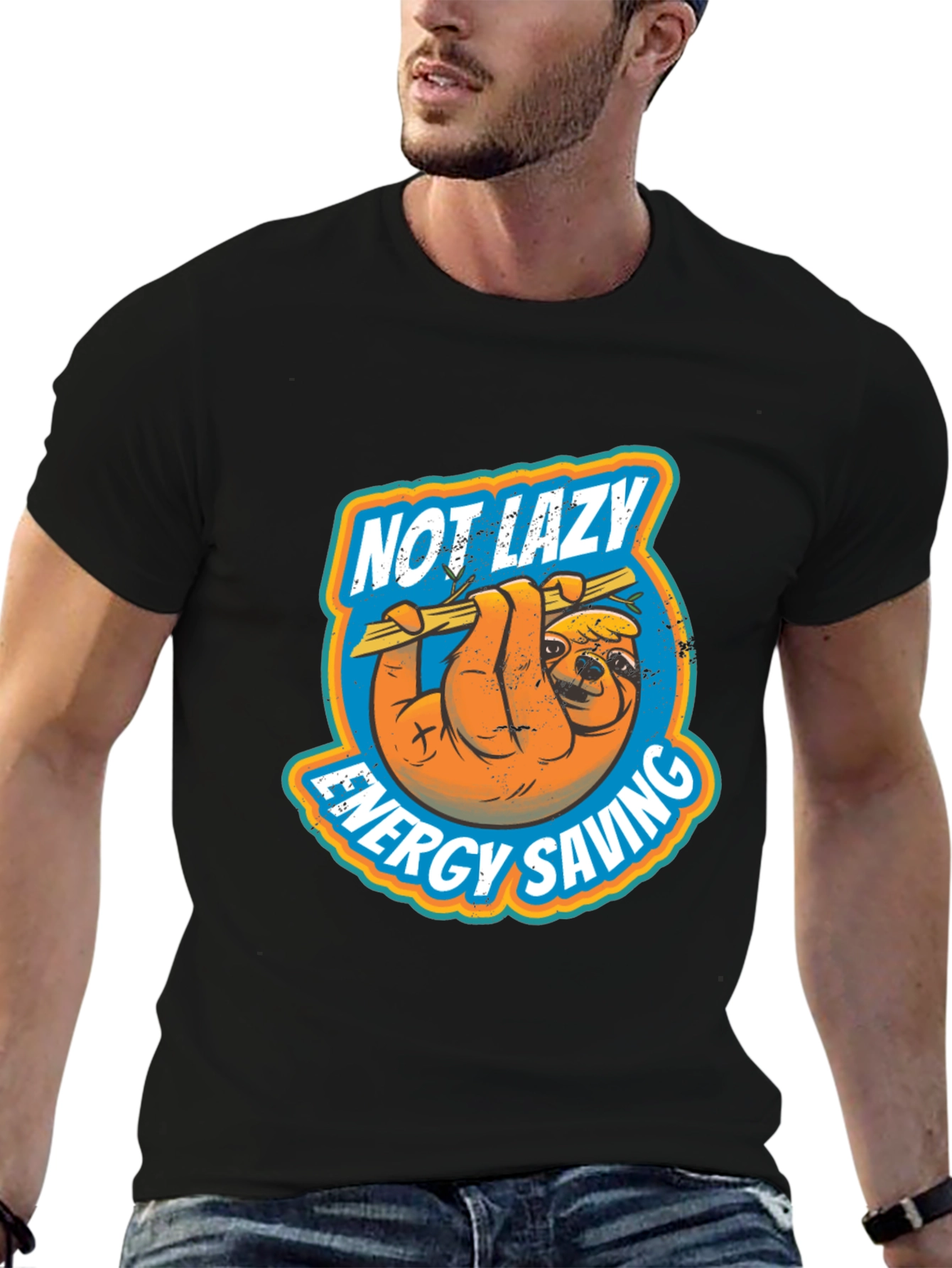Not Lazy Energy Saving Sloth Graphic T-Shirt