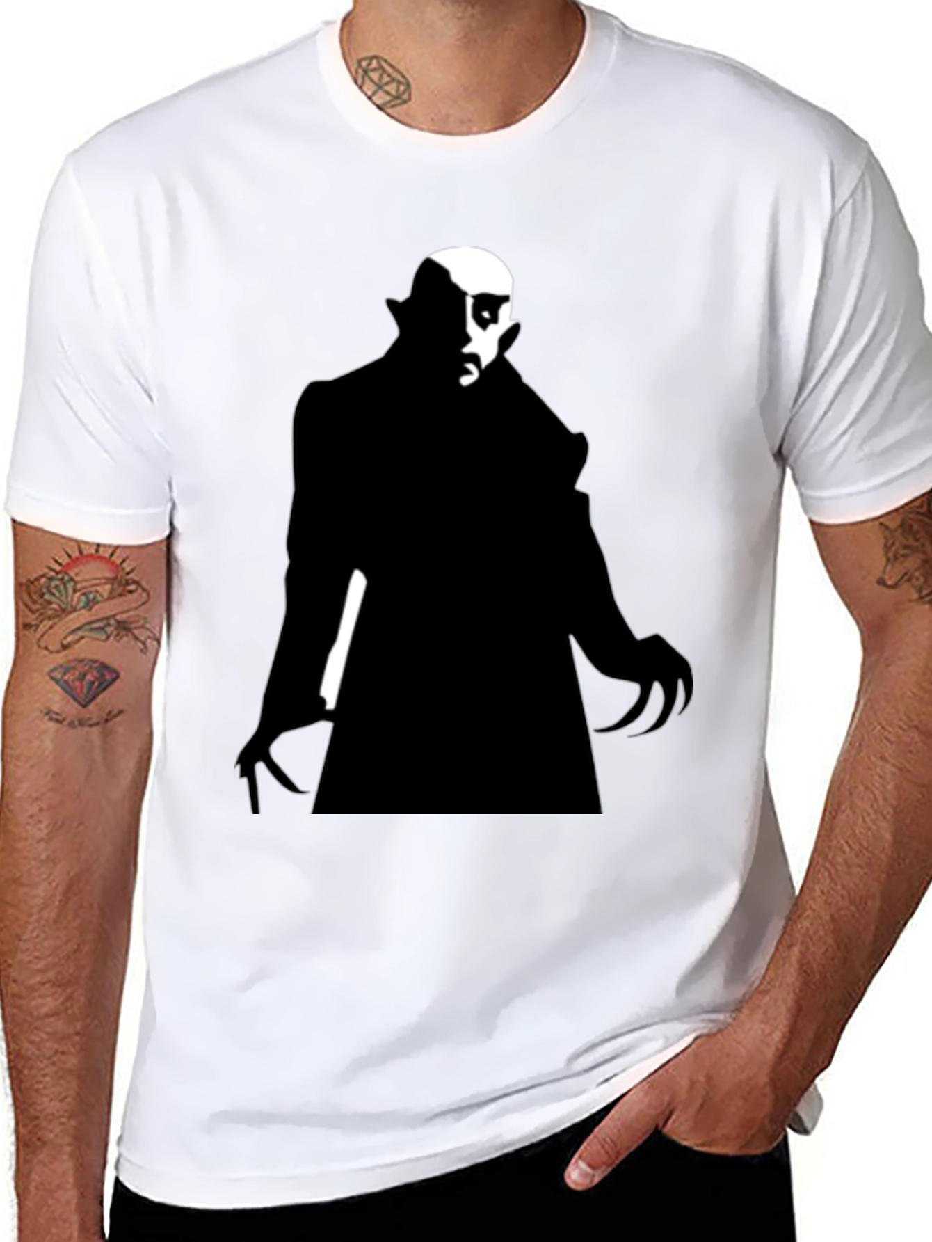 Vampire Silhouette Graphic Tee - Mens Black T-Shirt