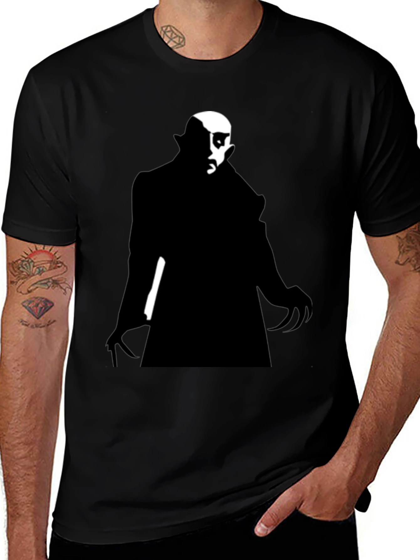 Vampire Silhouette Graphic Tee - Mens Black T-Shirt