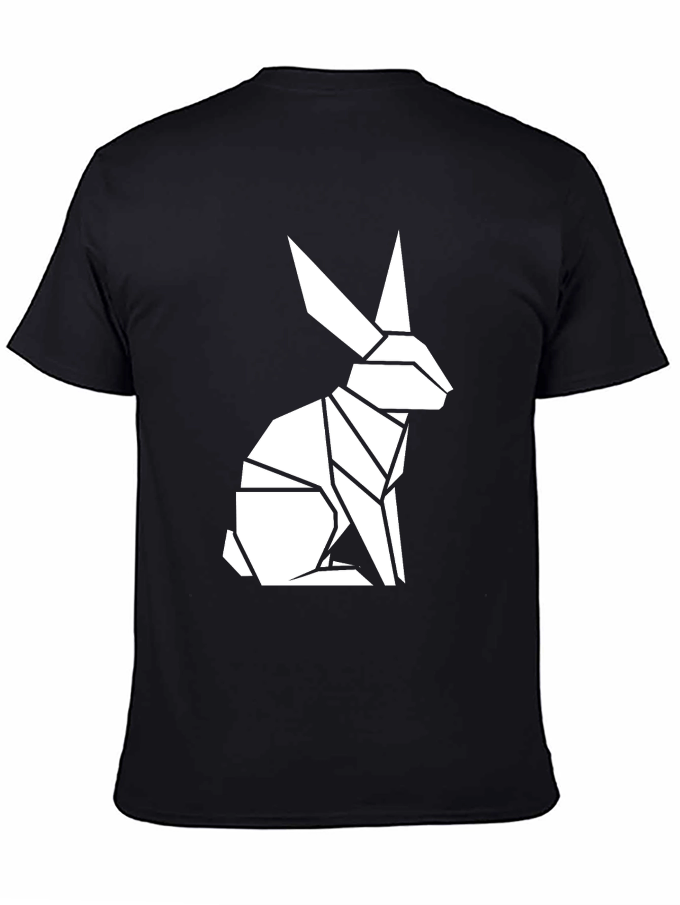 Geometric Rabbit Graphic Tee - Modern Black T-Shirt