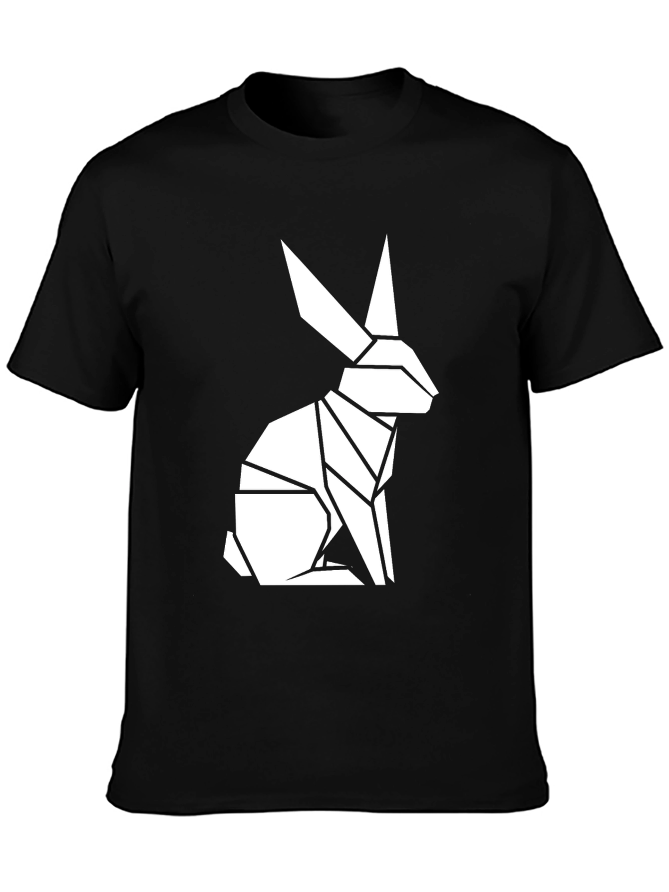 Geometric Rabbit Graphic Tee - Modern Black T-Shirt