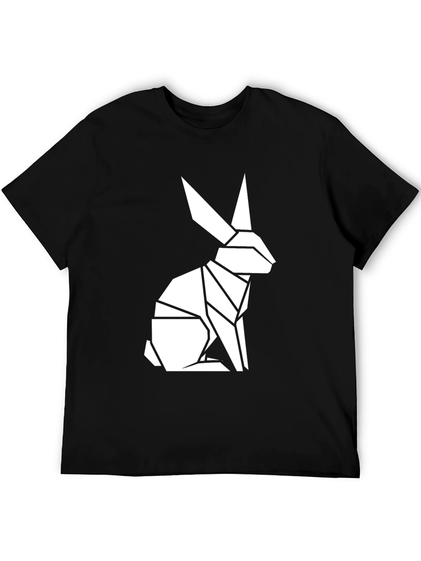 Geometric Rabbit Graphic Tee - Modern Black T-Shirt