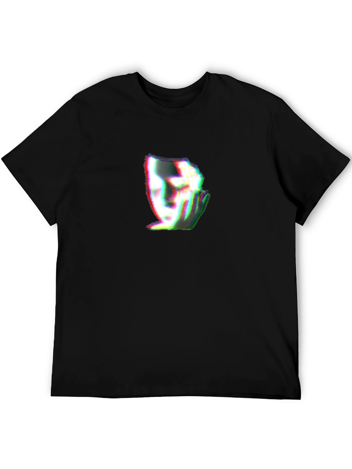 Glitch Face Graphic Black T-Shirt