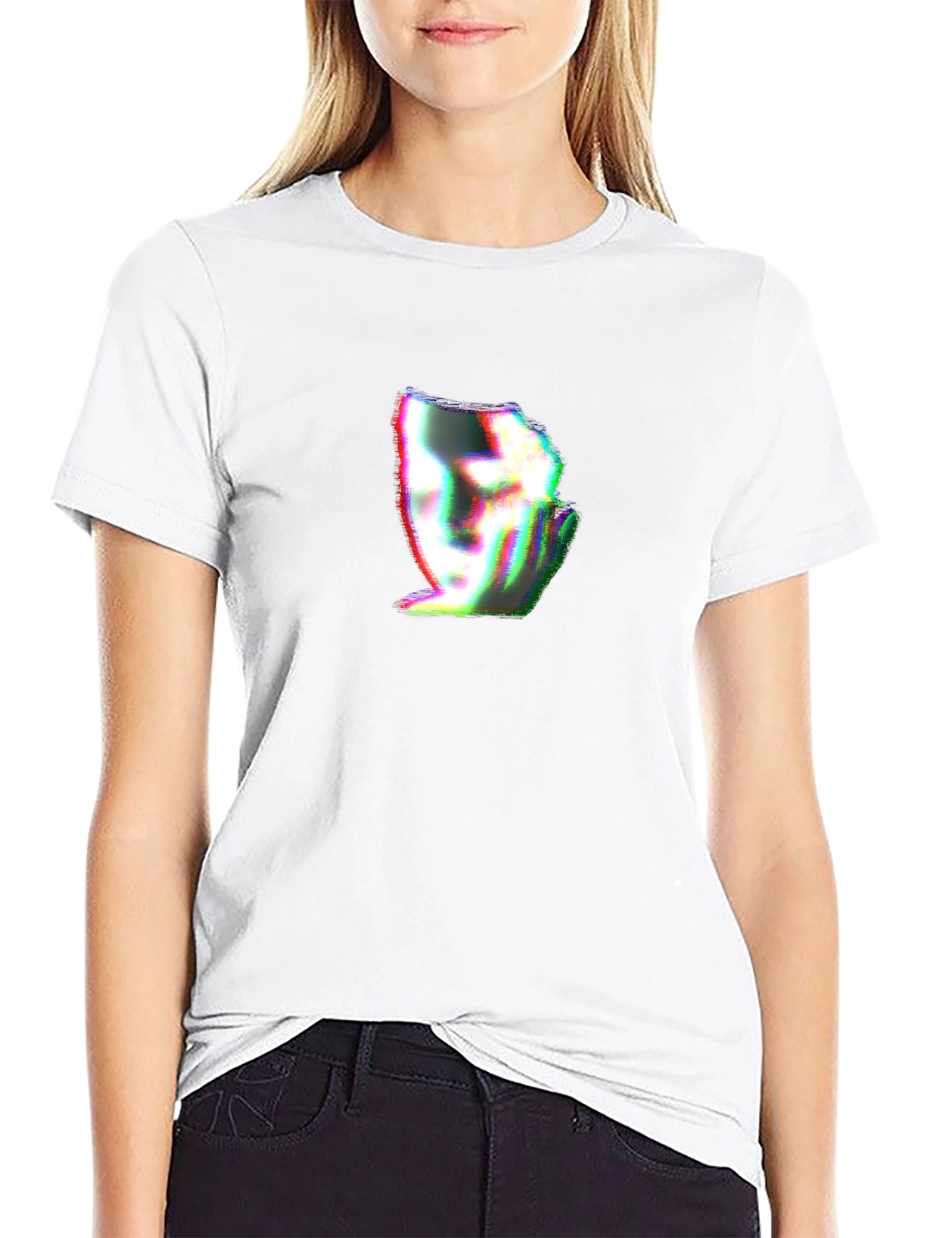 Glitch Face Graphic Black T-Shirt