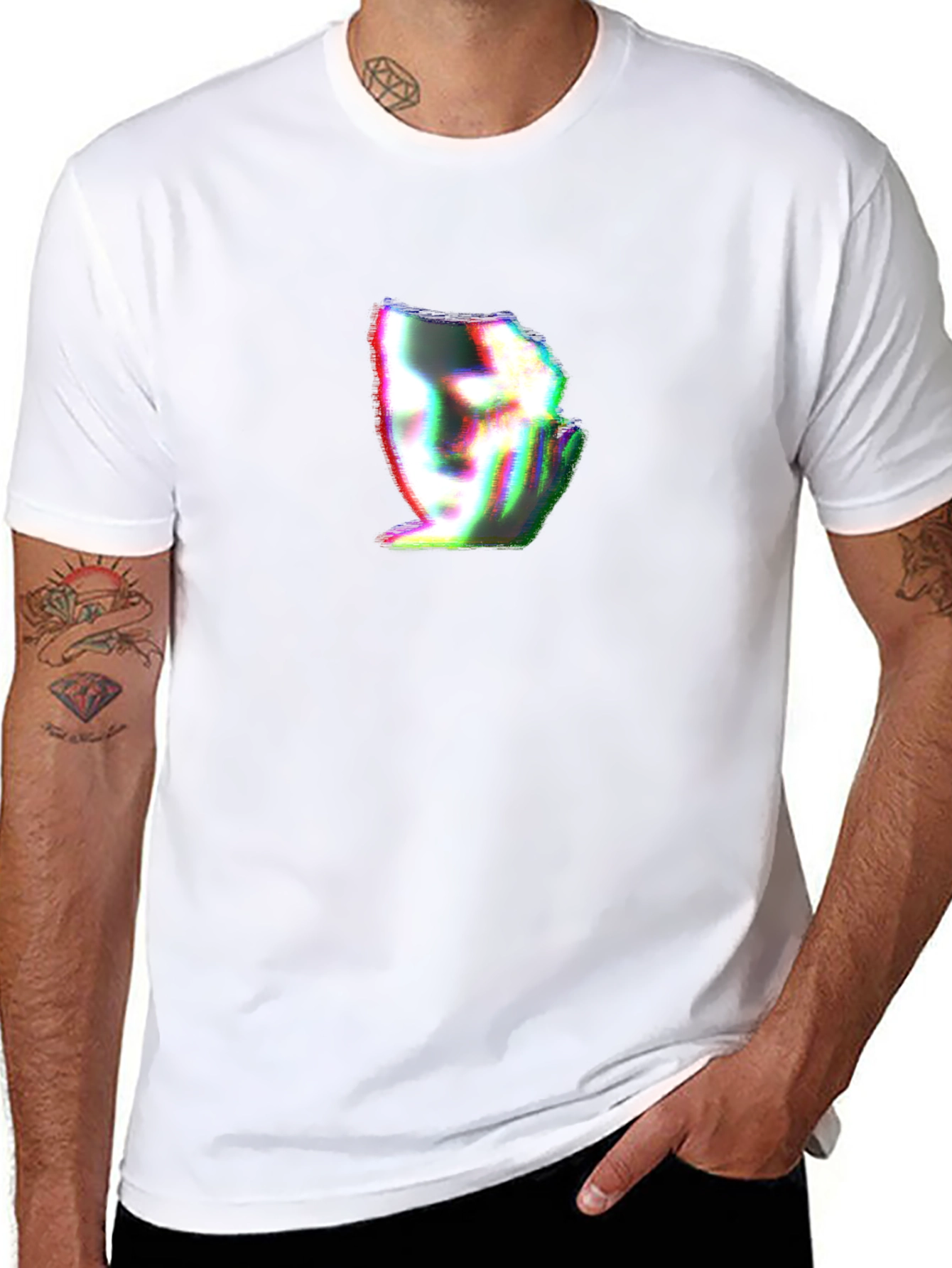Glitch Face Graphic Black T-Shirt