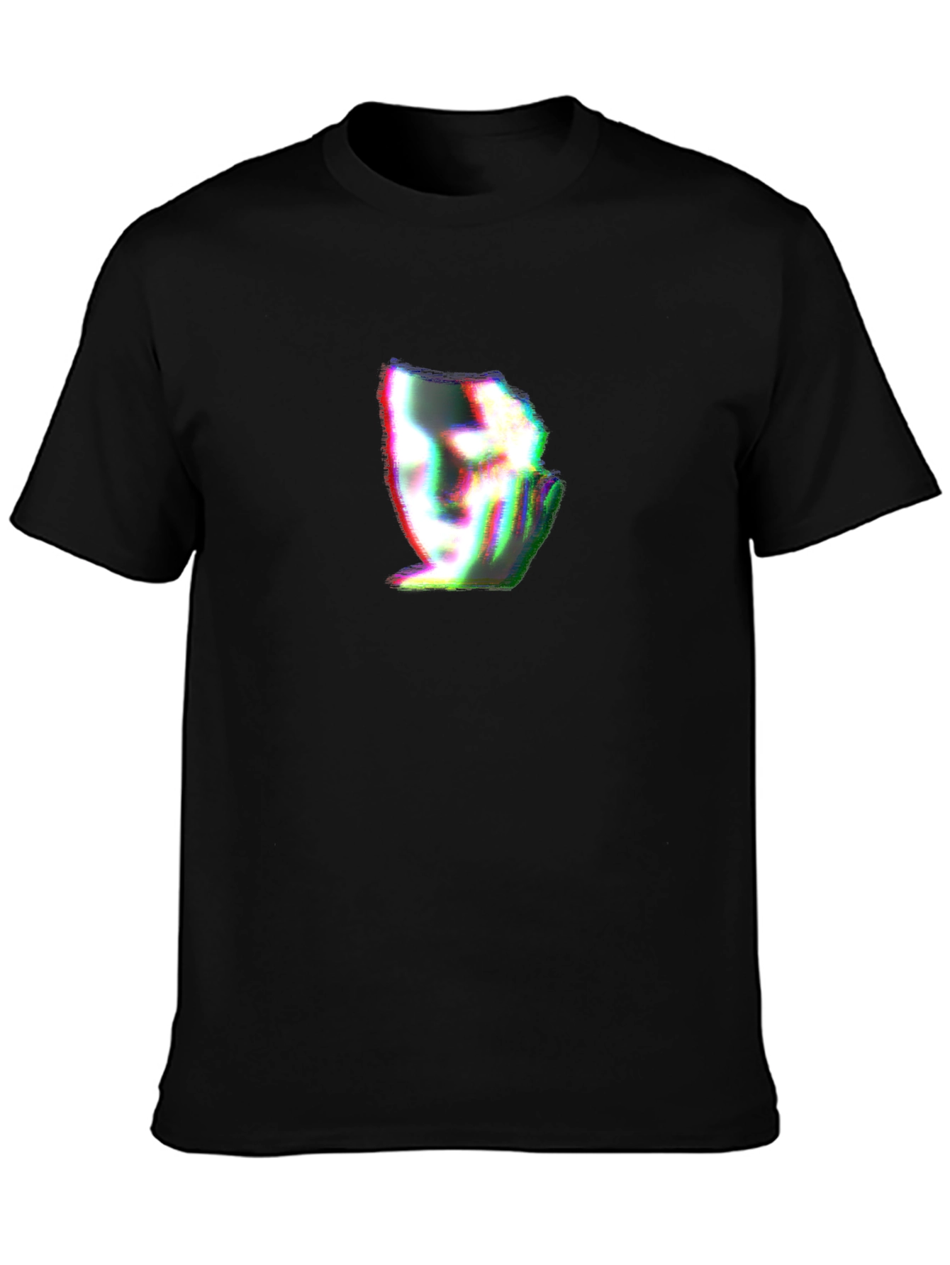 Glitch Face Graphic Black T-Shirt