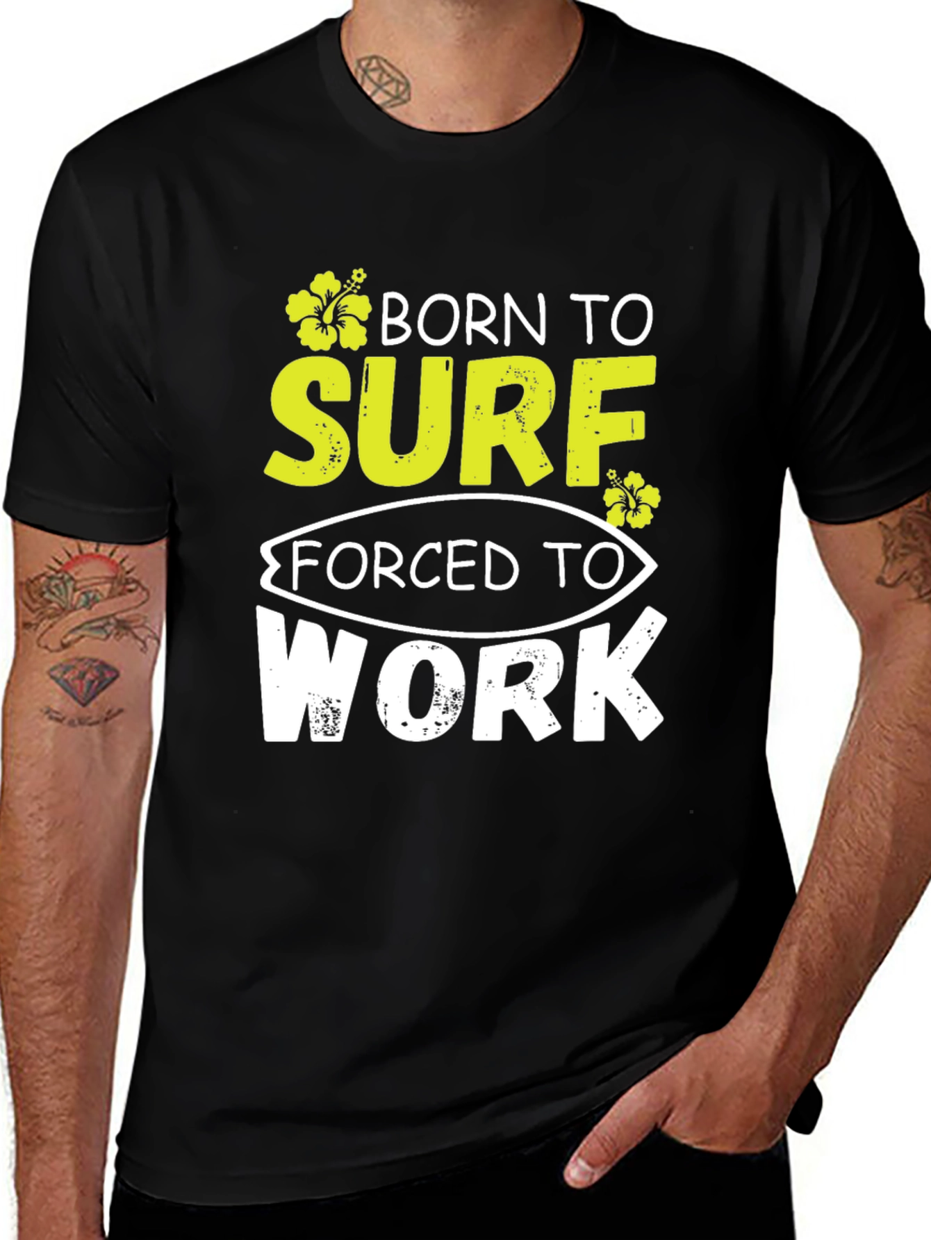 Born to Surf Black Graphic T-Shirt