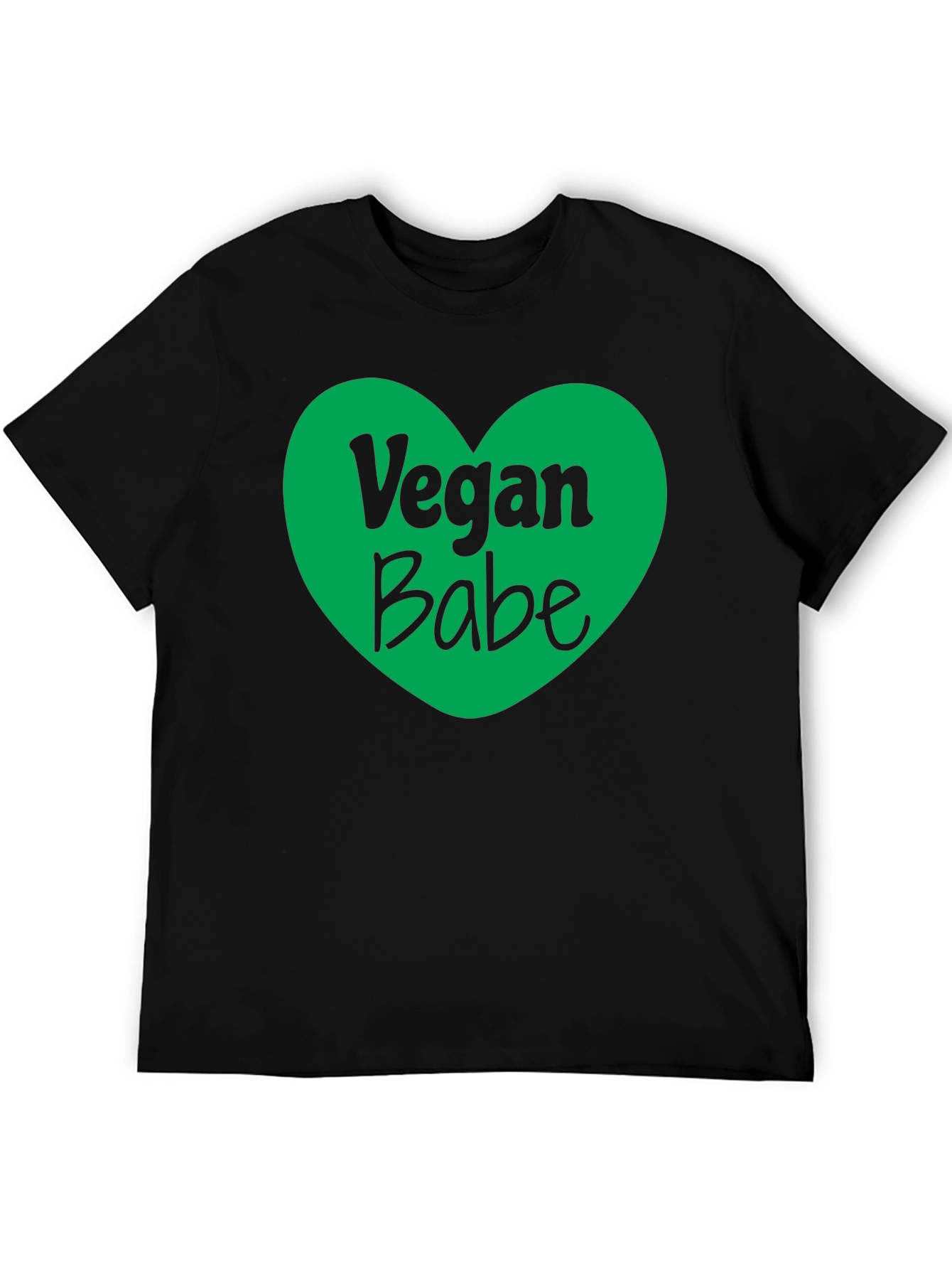 Vegan Babe Heart Graphic T-Shirt - Black