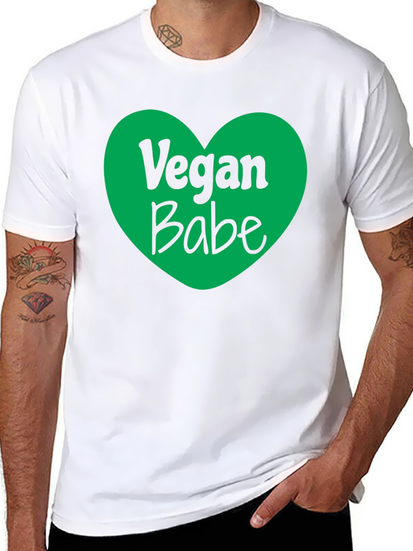 Vegan Babe Heart Graphic T-Shirt - Black