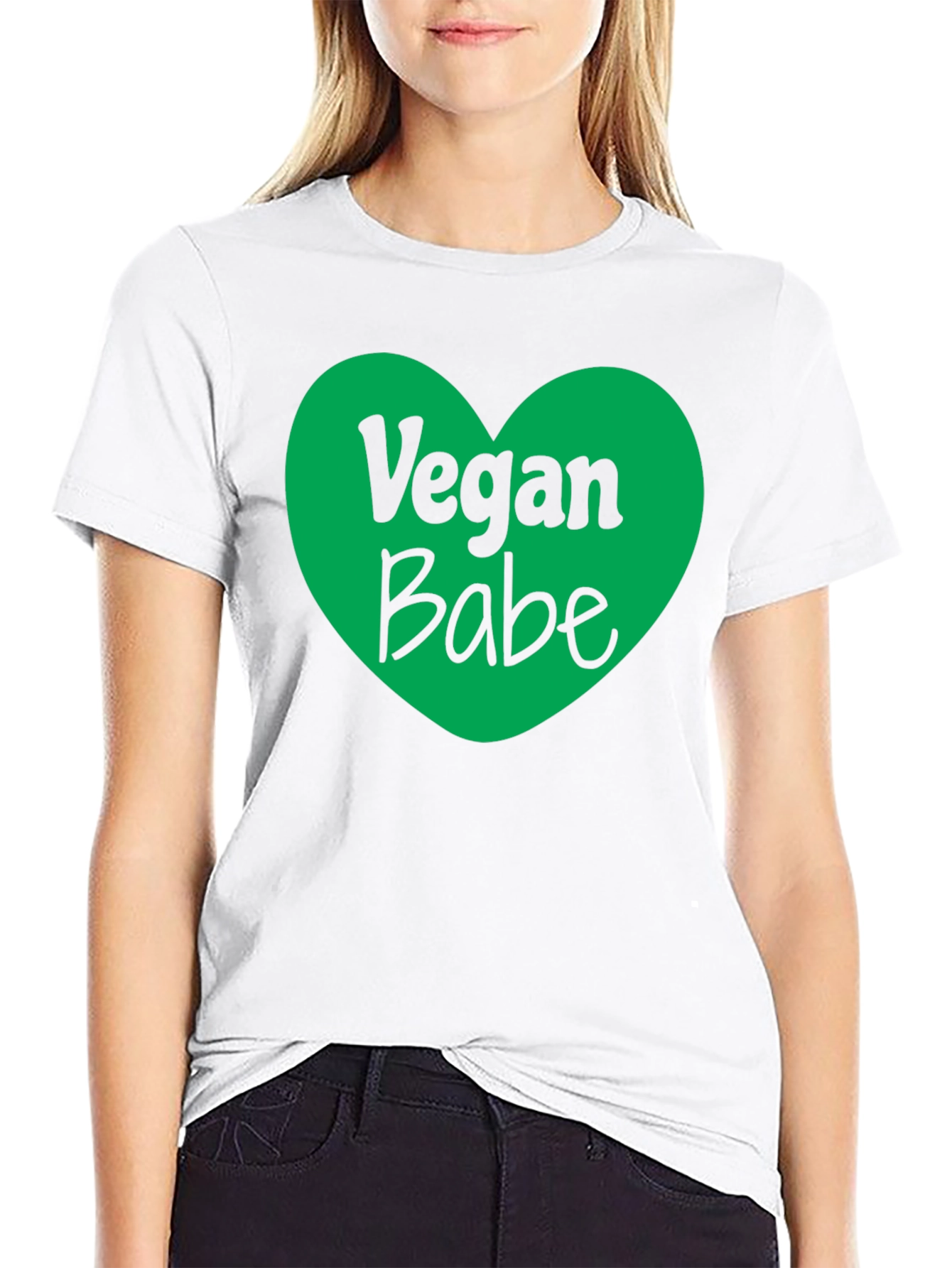 Vegan Babe Heart Graphic T-Shirt - Black
