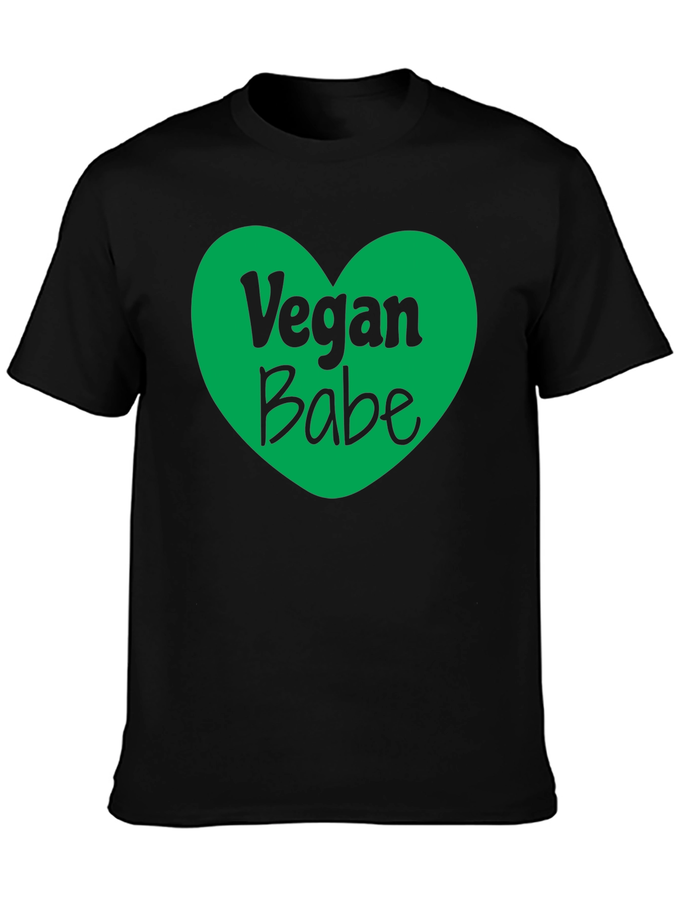 Vegan Babe Heart Graphic T-Shirt - Black