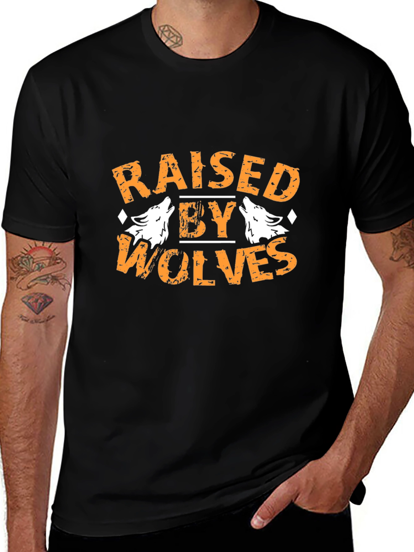 Raised By Wolves Graphic Tee - Black Cotton T-Shirt