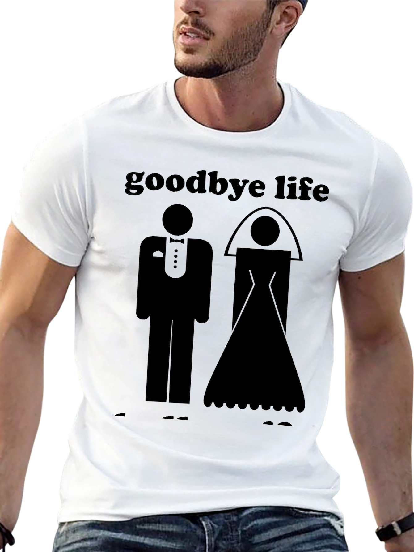 Goodbye Life Wedding Graphic T-Shirt - Black