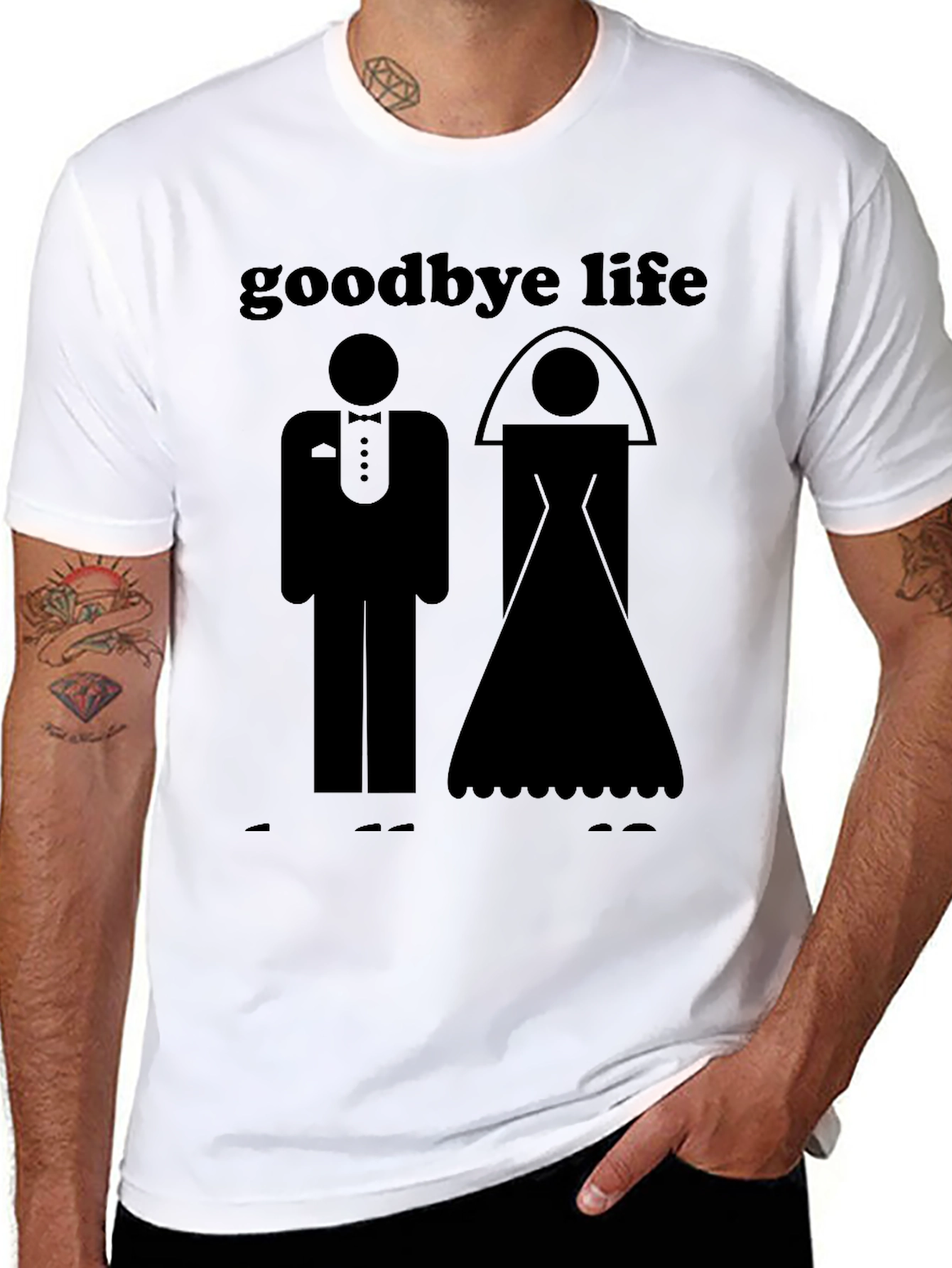 Goodbye Life Wedding Graphic T-Shirt - Black