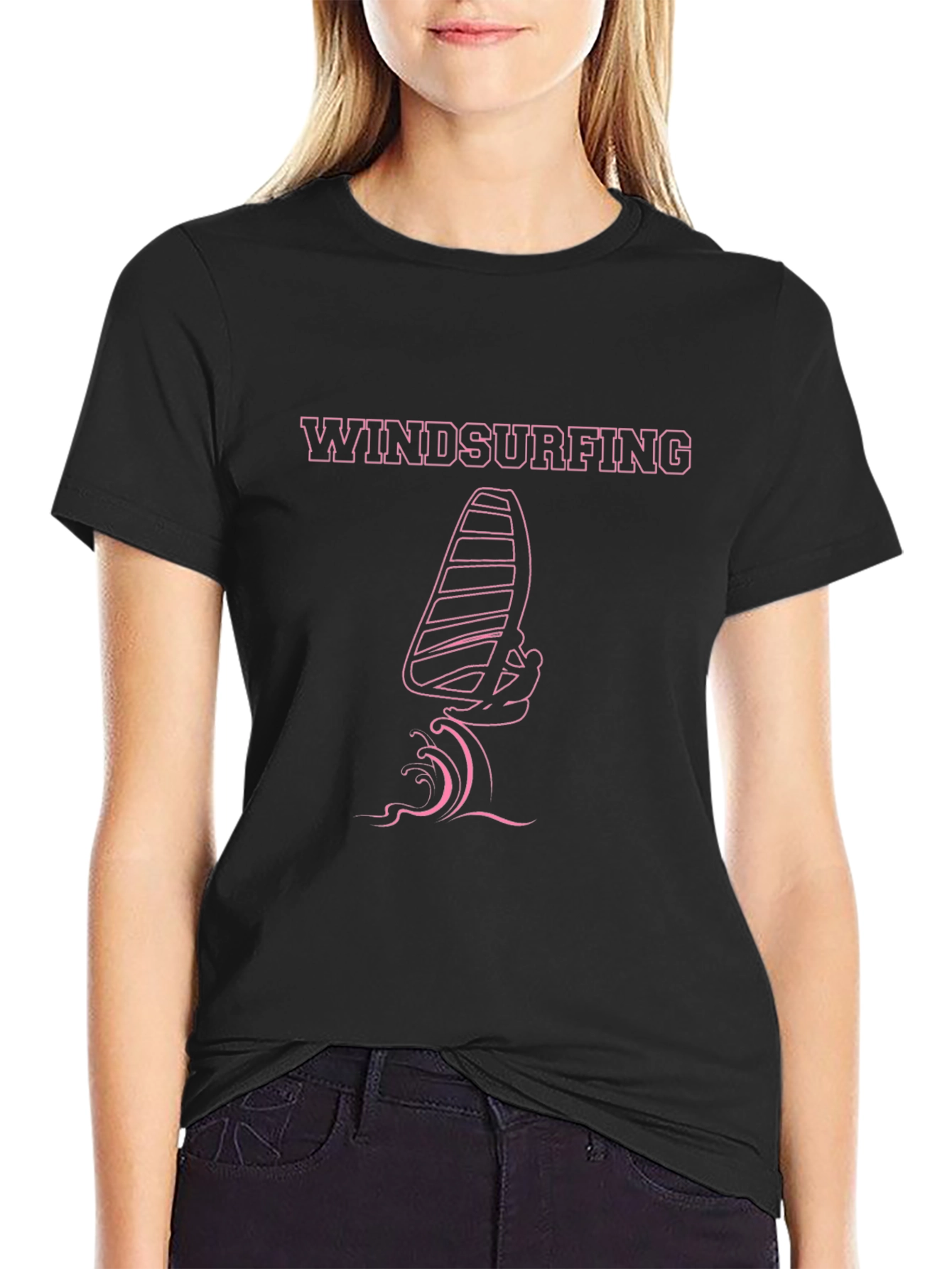 Windsurfing Graphic Tee - Stylish Black T-Shirt