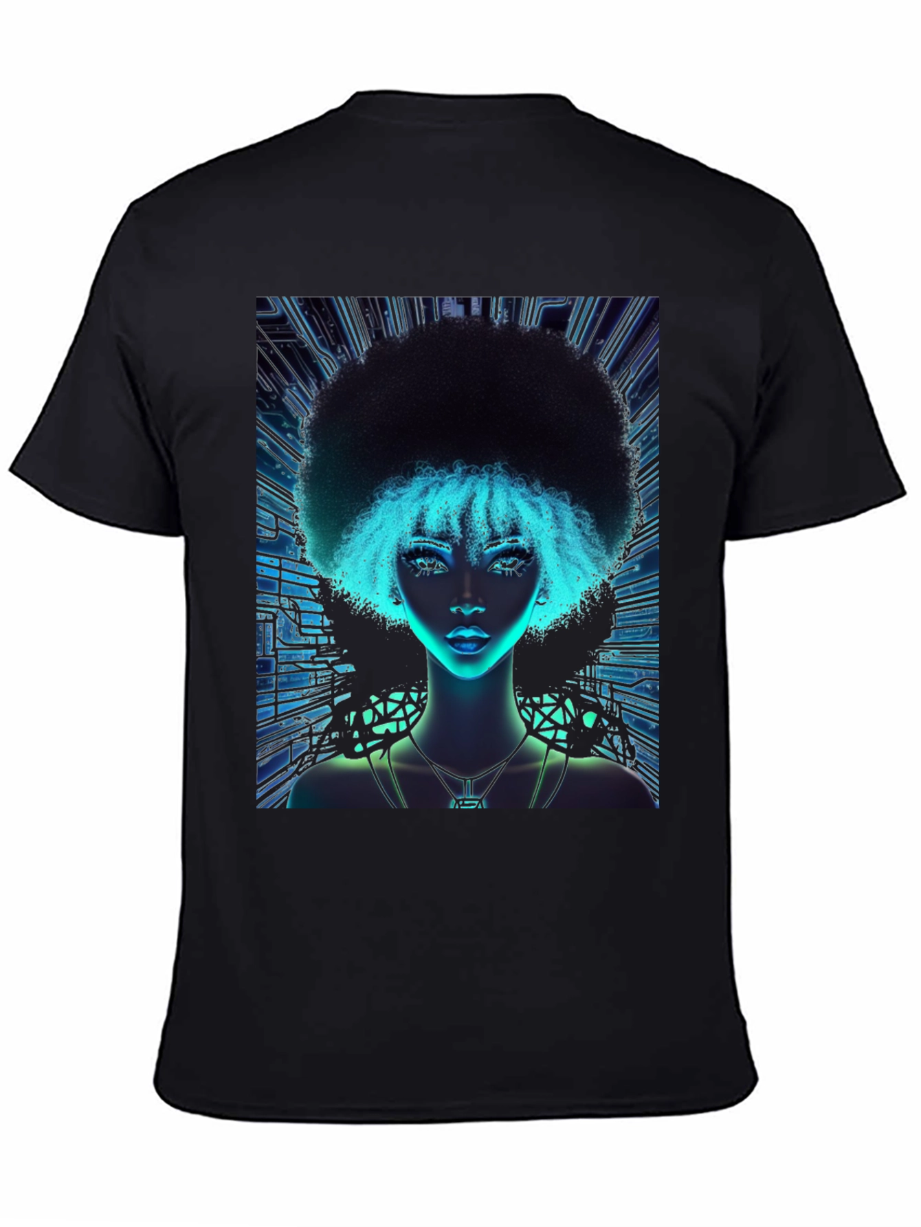 Cyberpunk Afro Girl Graphic Tee