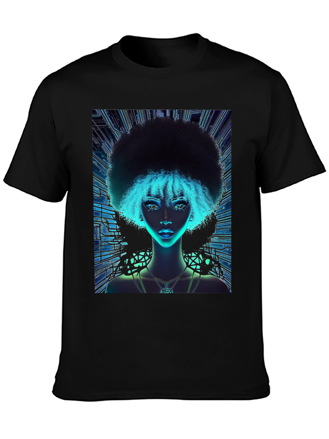 Cyberpunk Afro Girl Graphic Tee