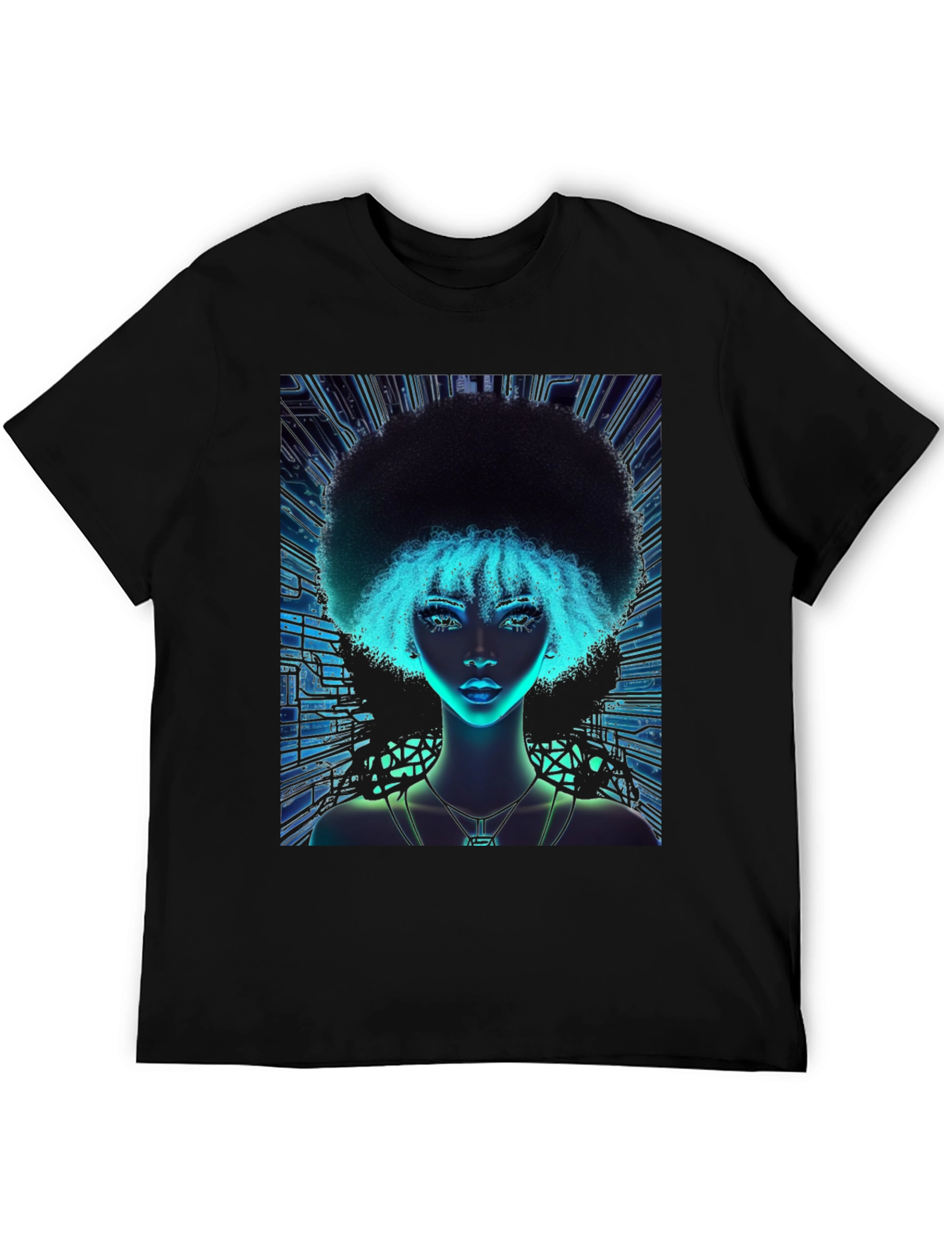 Cyberpunk Afro Girl Graphic Tee