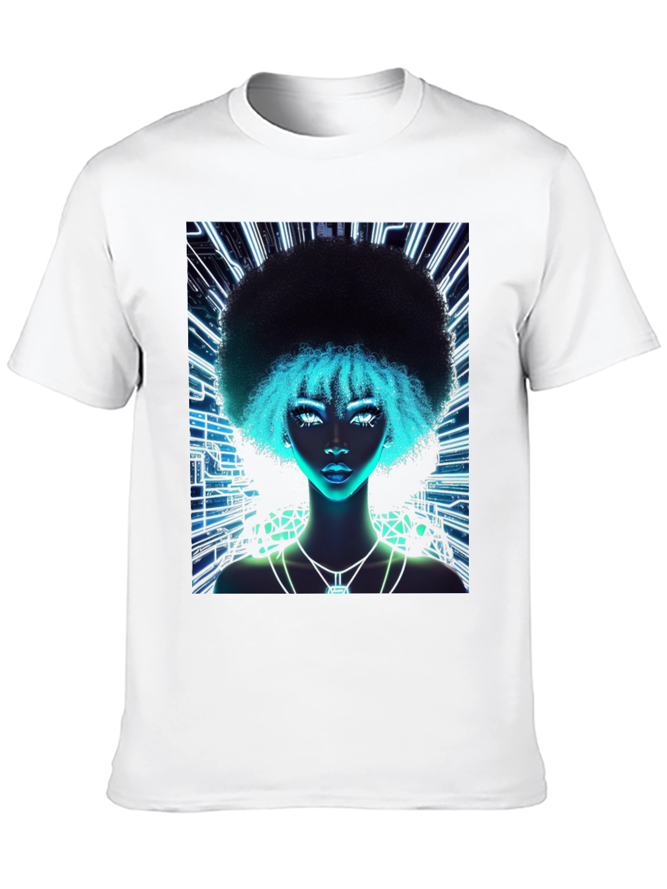 Cyberpunk Afro Girl Graphic Tee