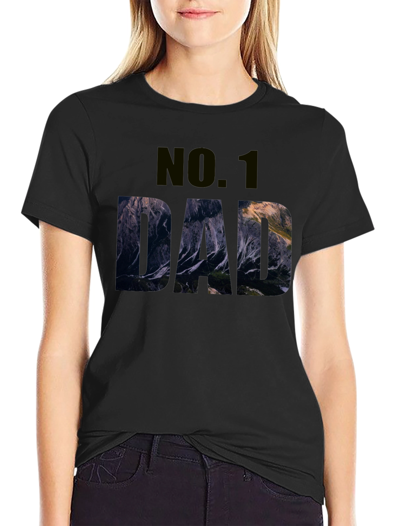 No. 1 Dad Mountain Graphic Black T-Shirt