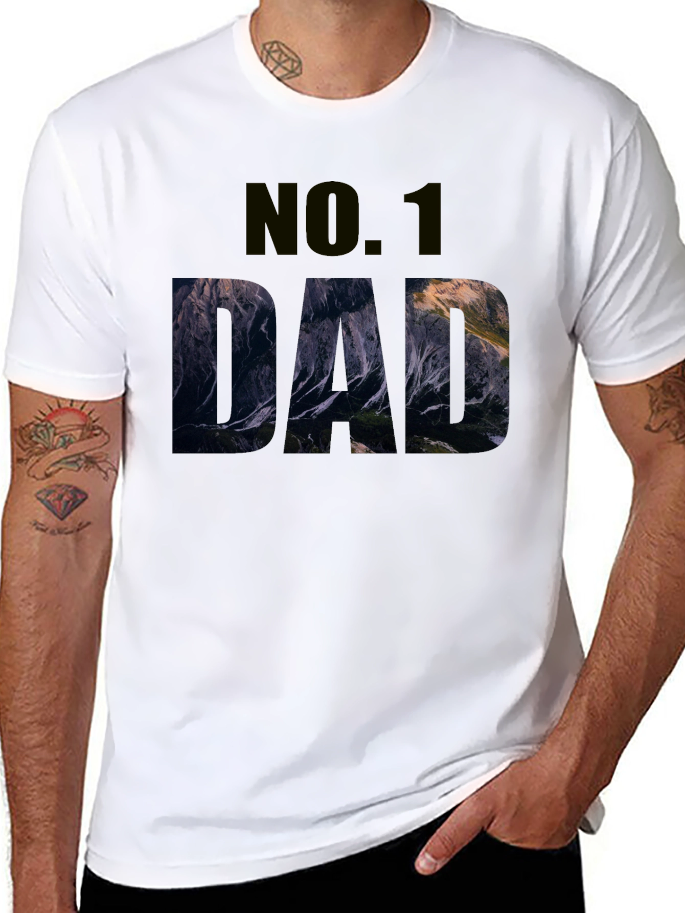 No. 1 Dad Mountain Graphic Black T-Shirt