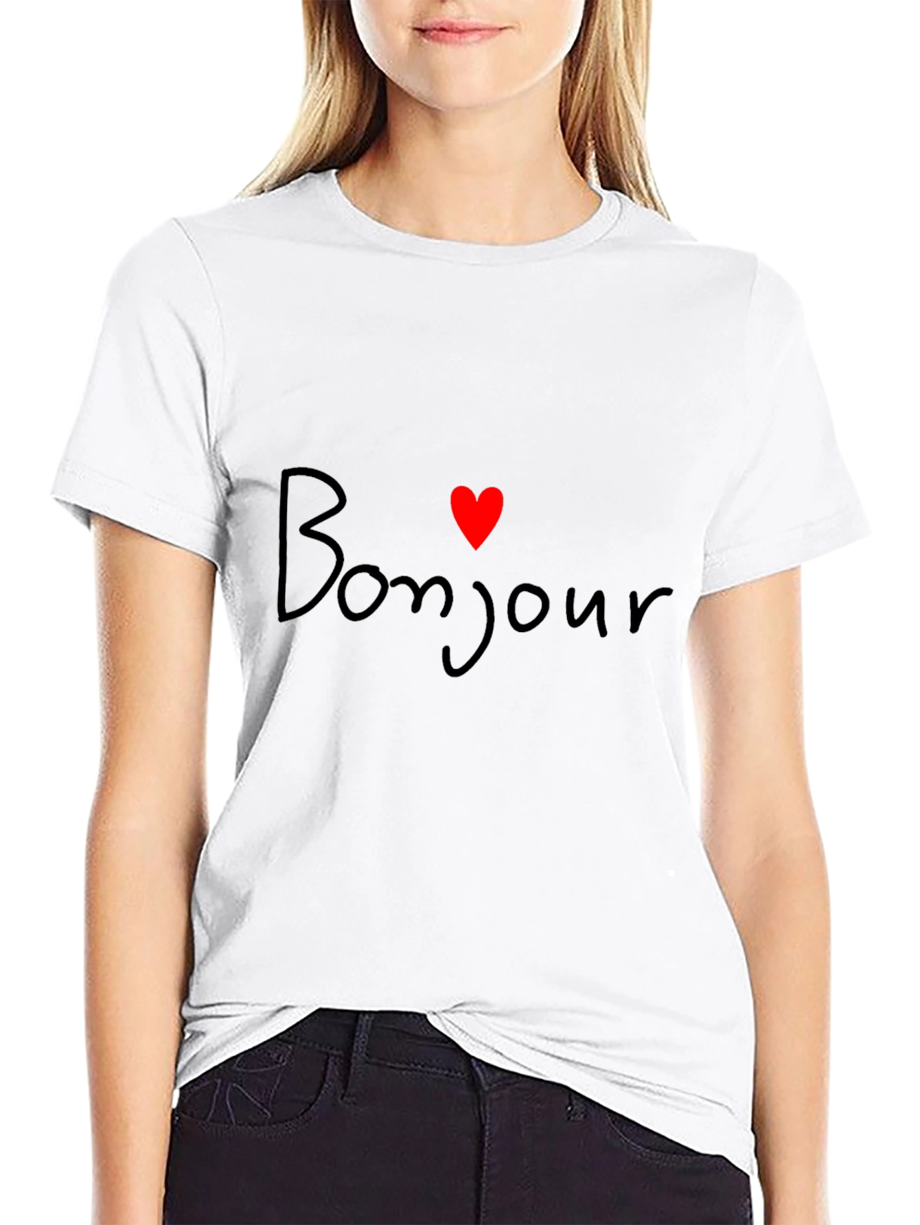 Bonjour Heart Graphic T-Shirt