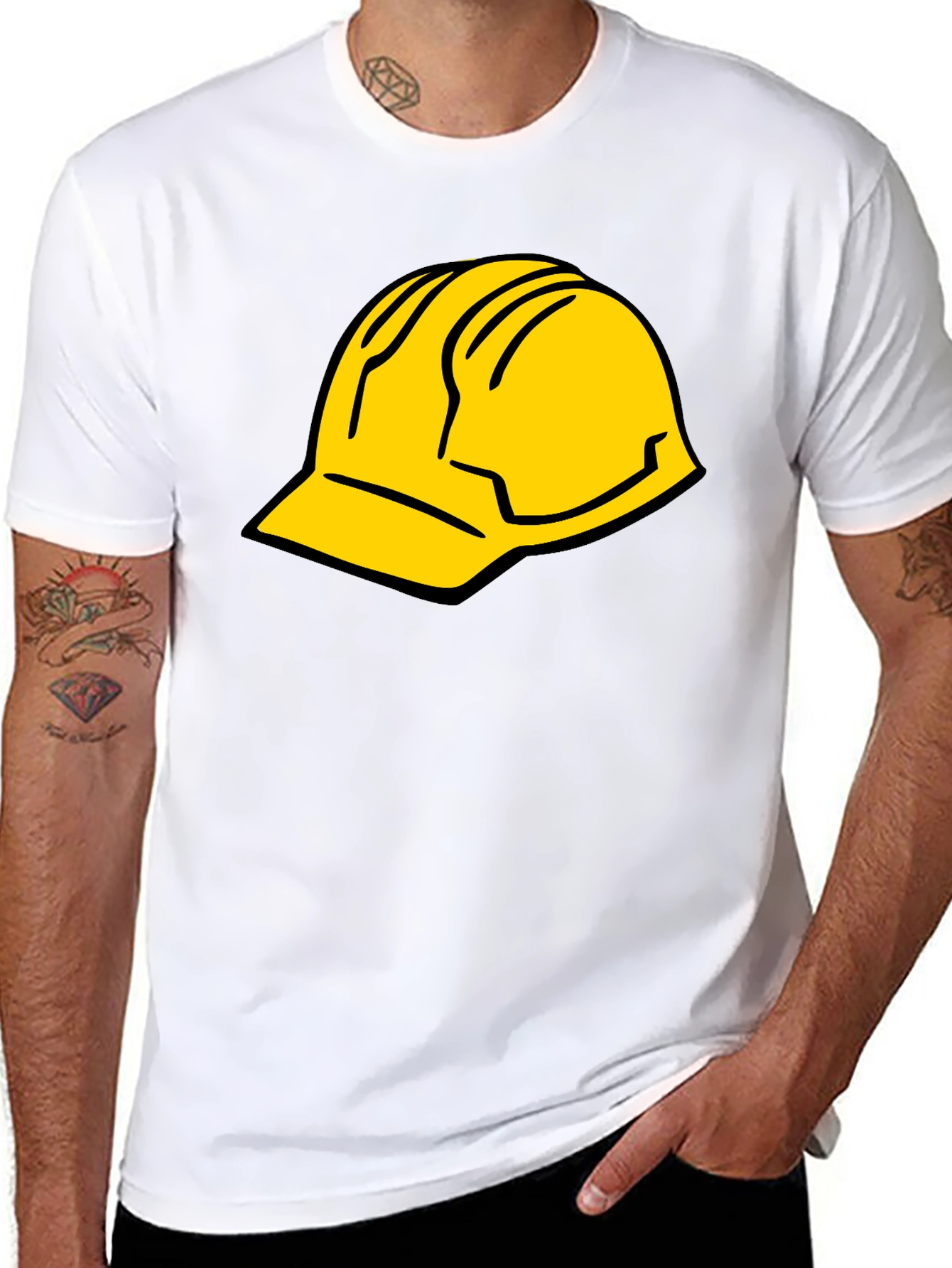 Black Tee with Hard Hat Graphic
