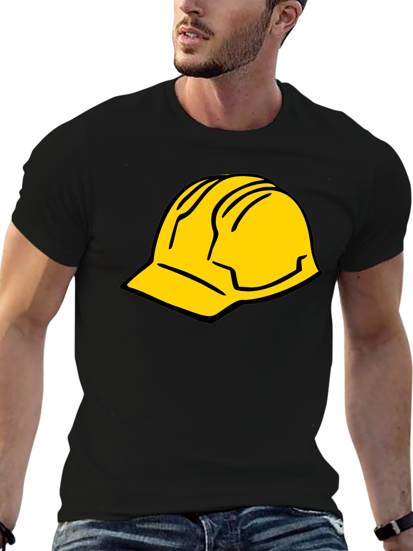 Black Tee with Hard Hat Graphic
