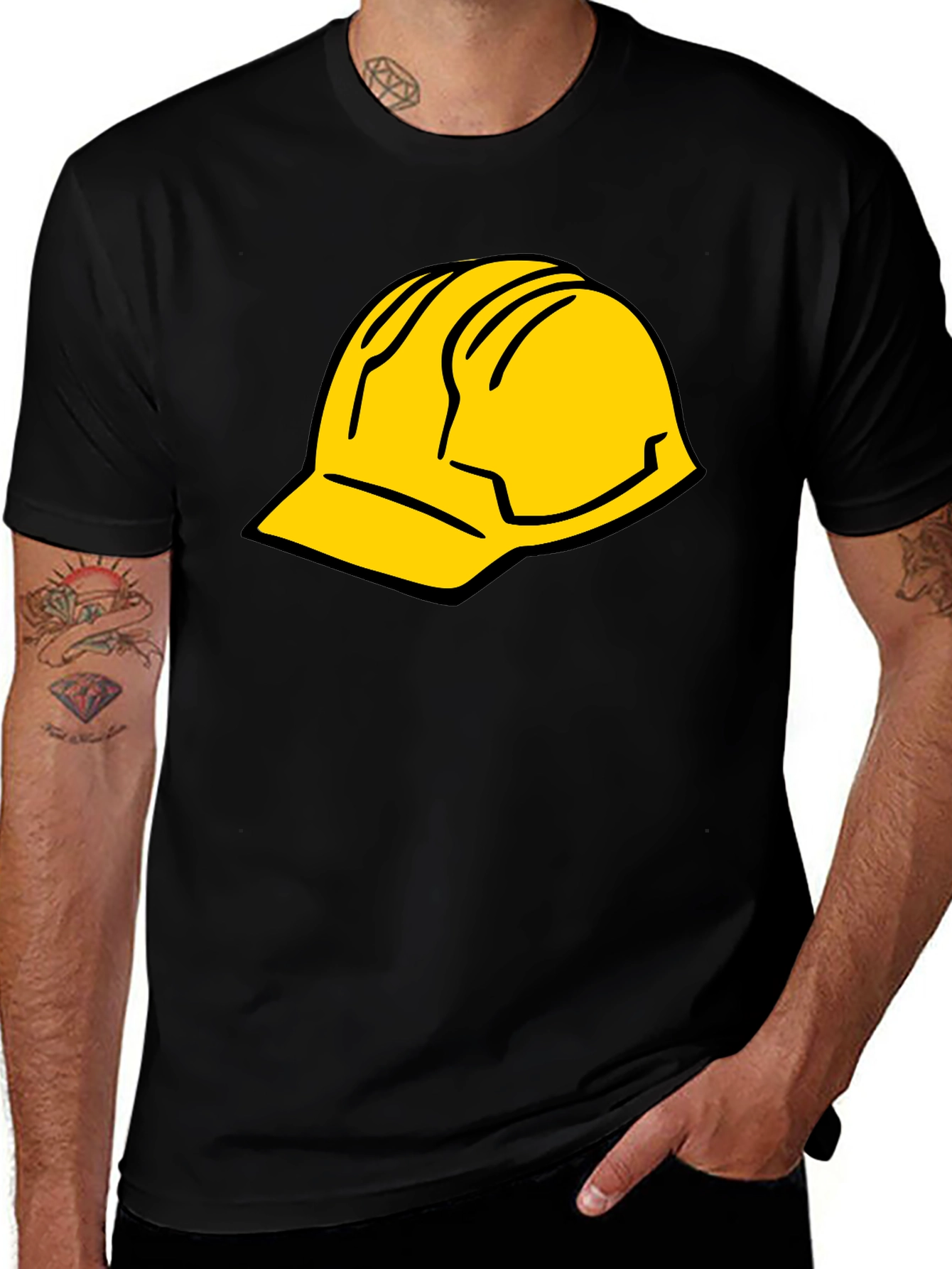 Black Tee with Hard Hat Graphic