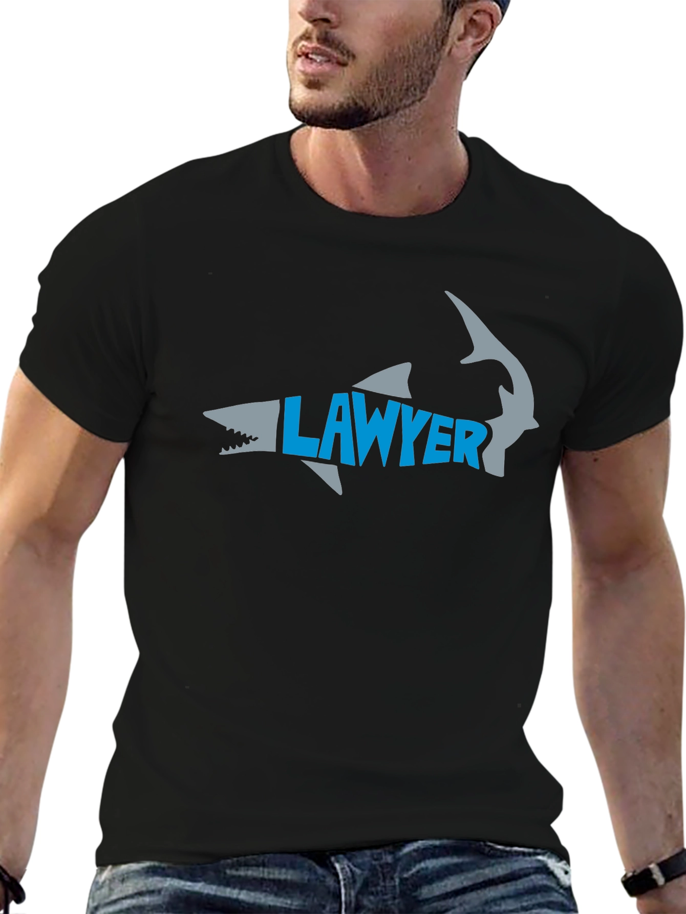Lawyer Shark Graphic Tee - Black Cotton T-Shirt
