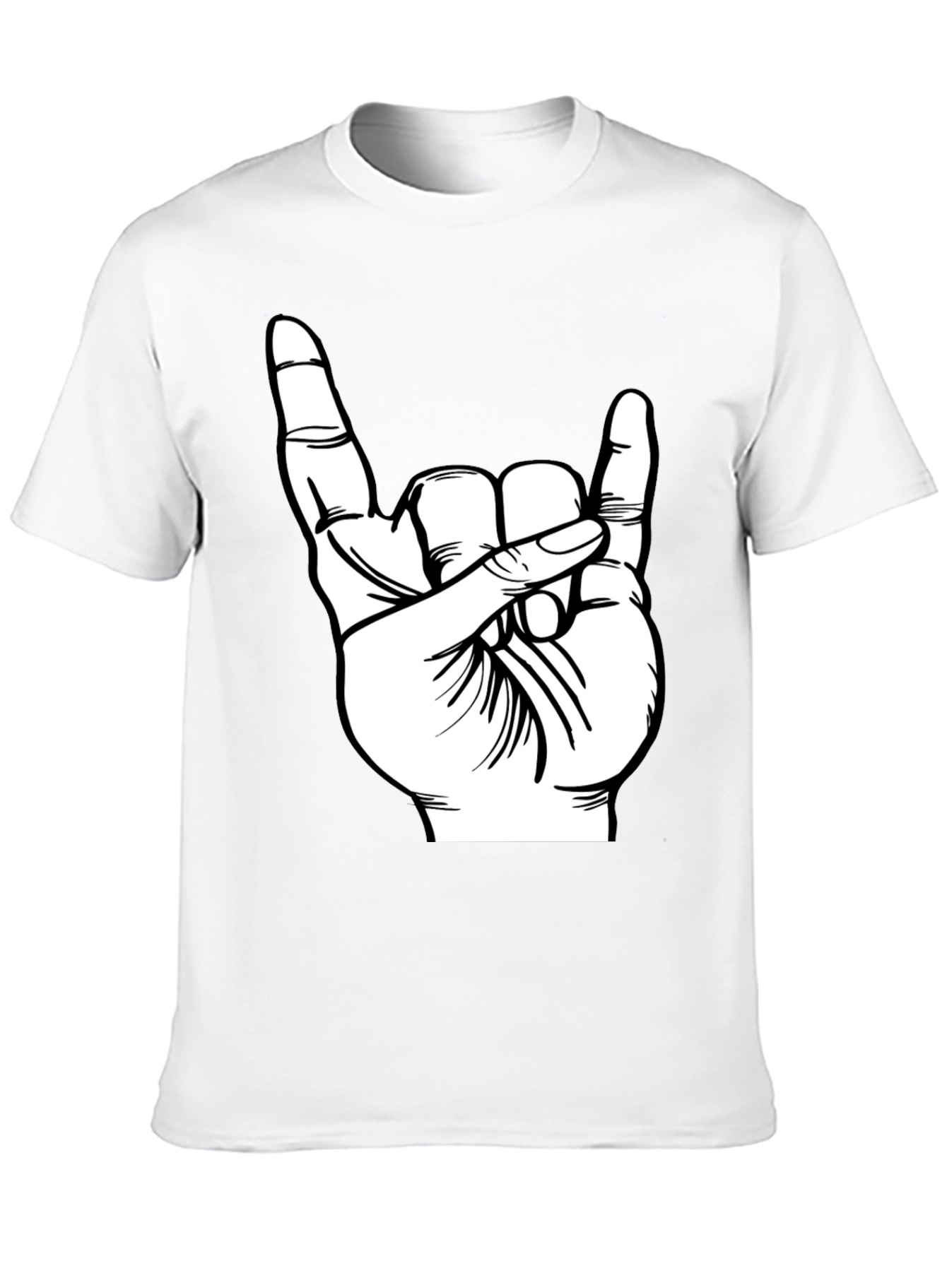 Rock On Hand Gesture T-Shirt - Black