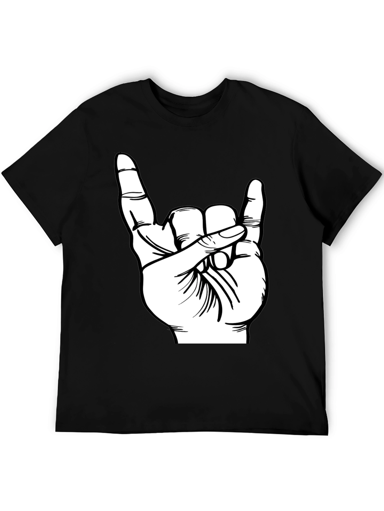 Rock On Hand Gesture T-Shirt - Black