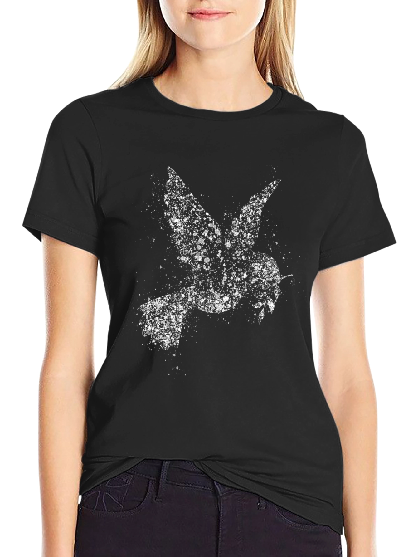 Abstract Dove Graphic Black T-Shirt
