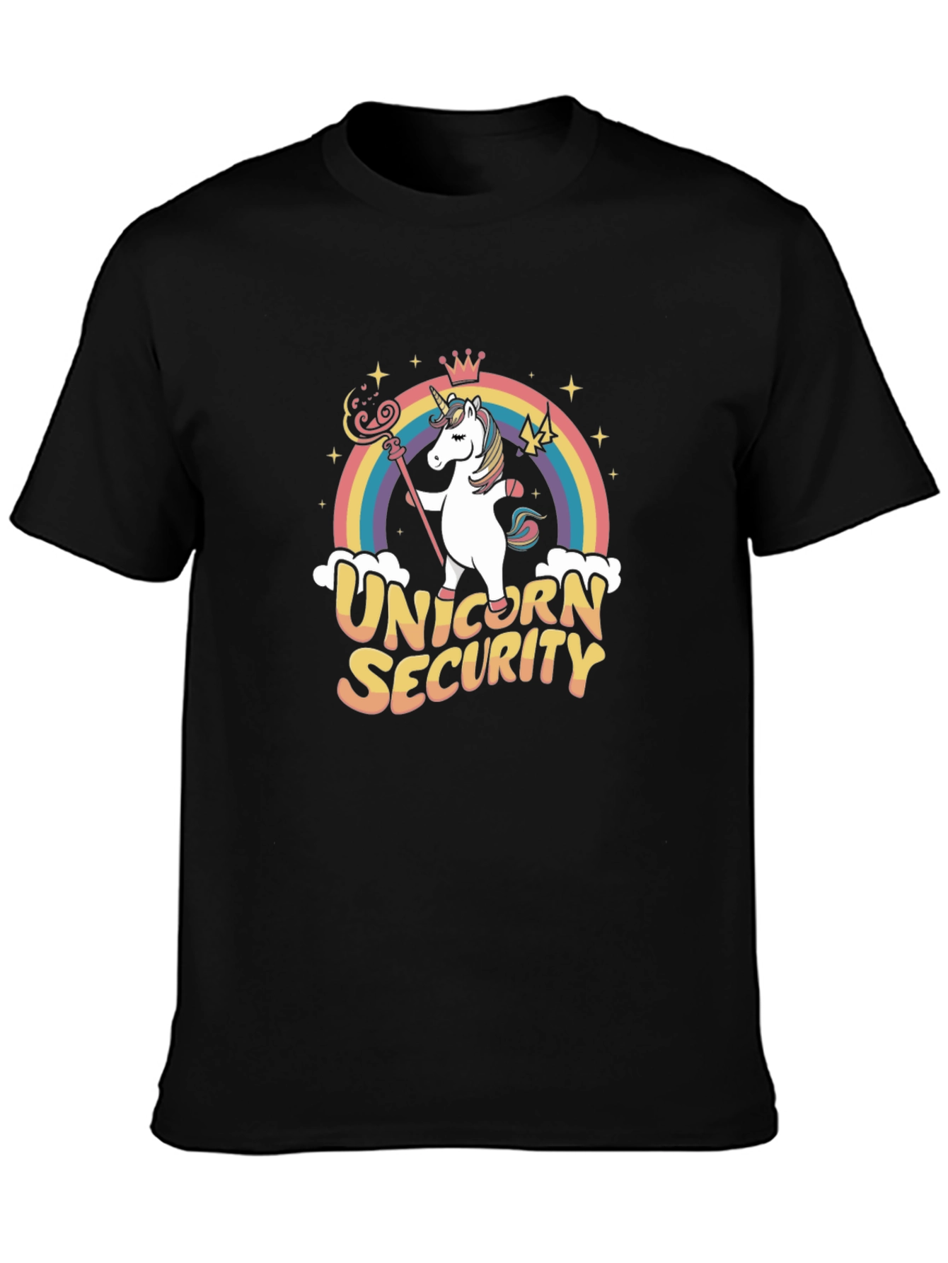 Unicorn Security Black Cotton Graphic Tee