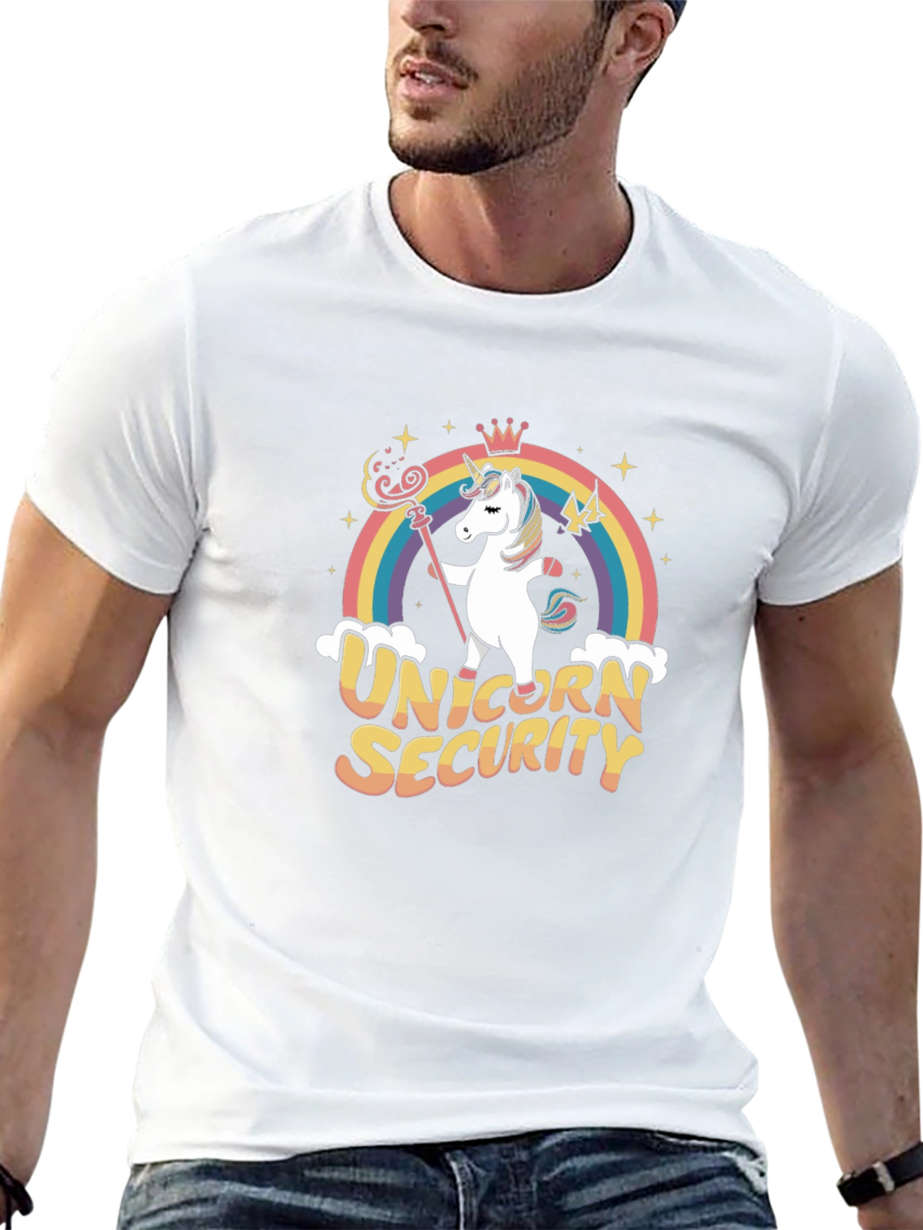 Unicorn Security Black Cotton Graphic Tee