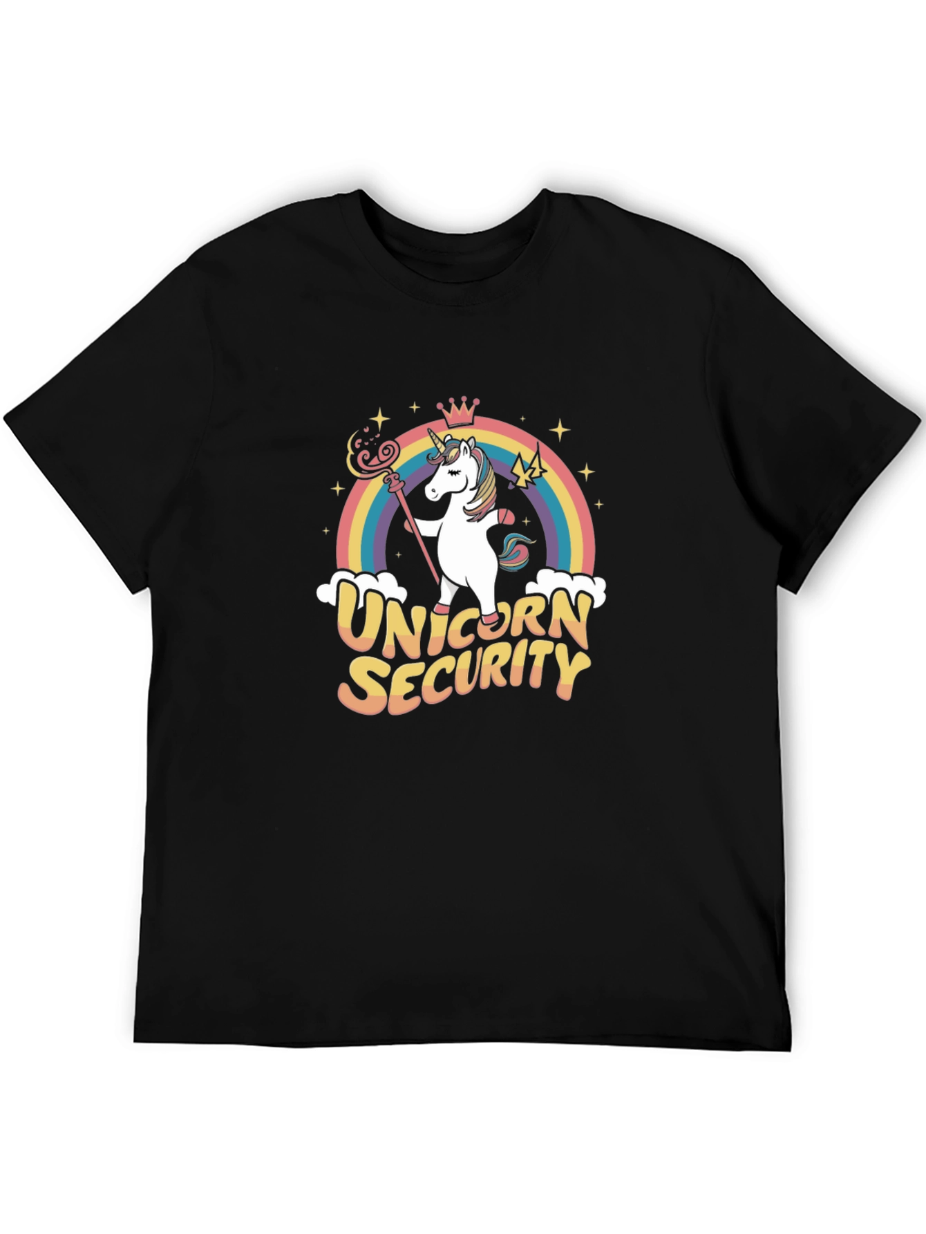 Unicorn Security Black Cotton Graphic Tee