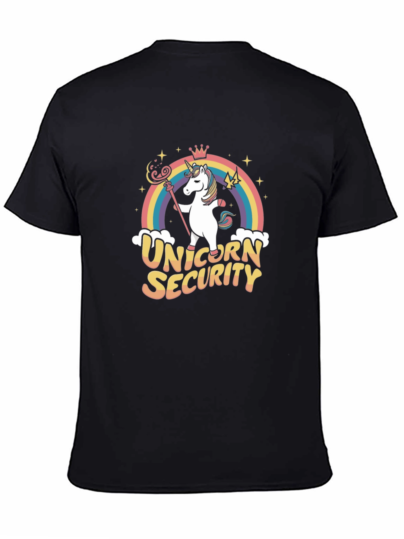 Unicorn Security Black Cotton Graphic Tee