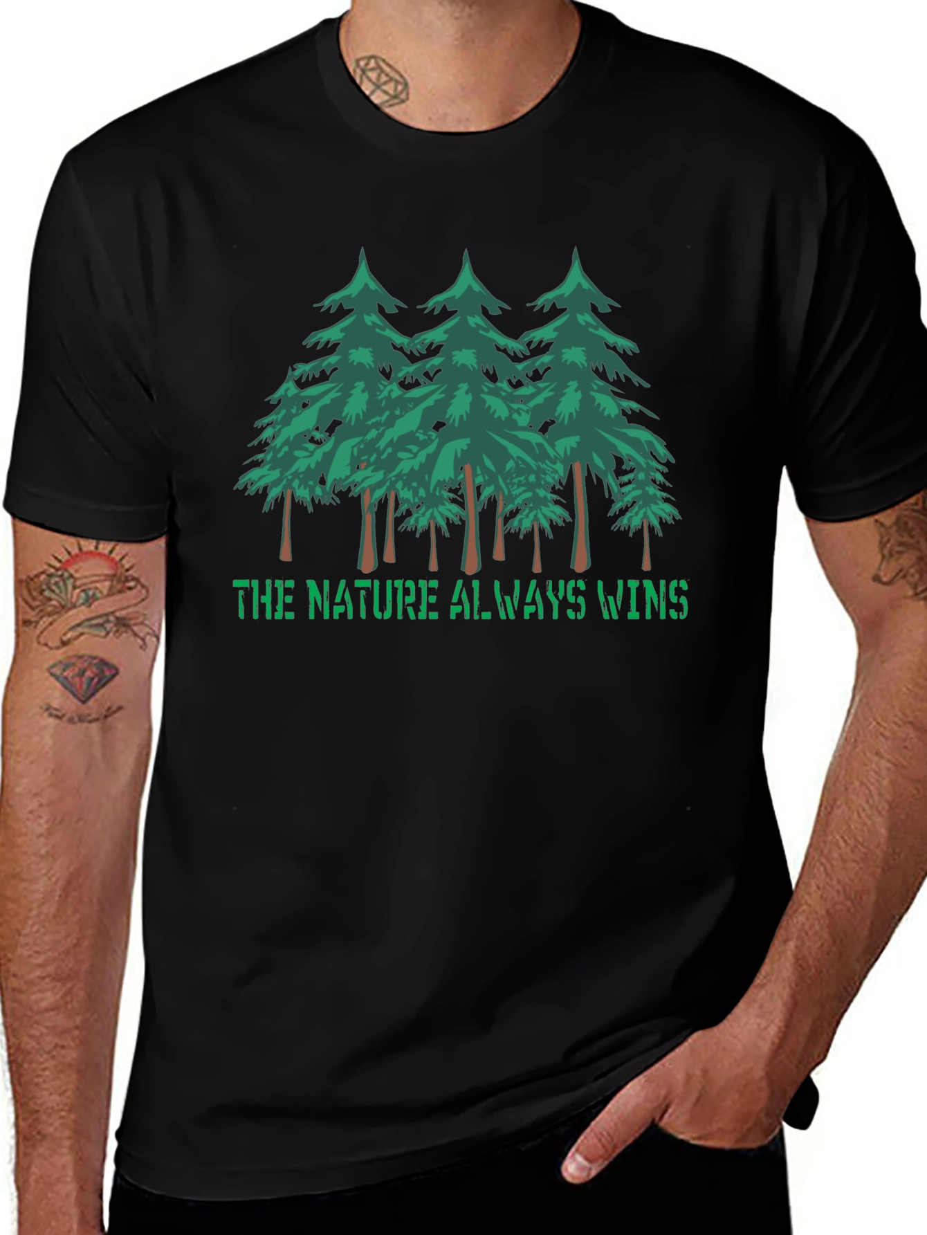 Nature Wins Black Graphic Tee