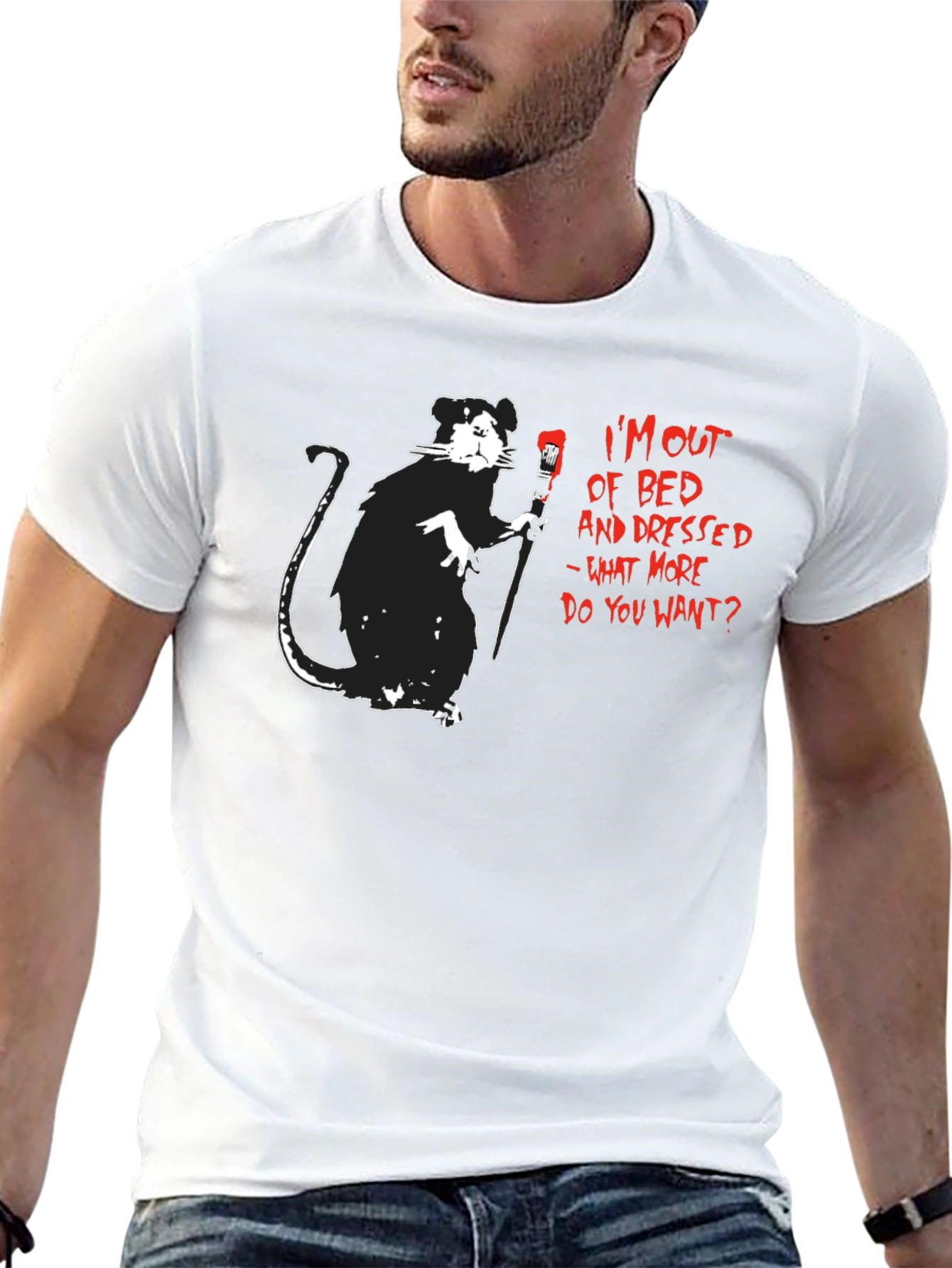 Banksy Rat Out of Bed T-Shirt