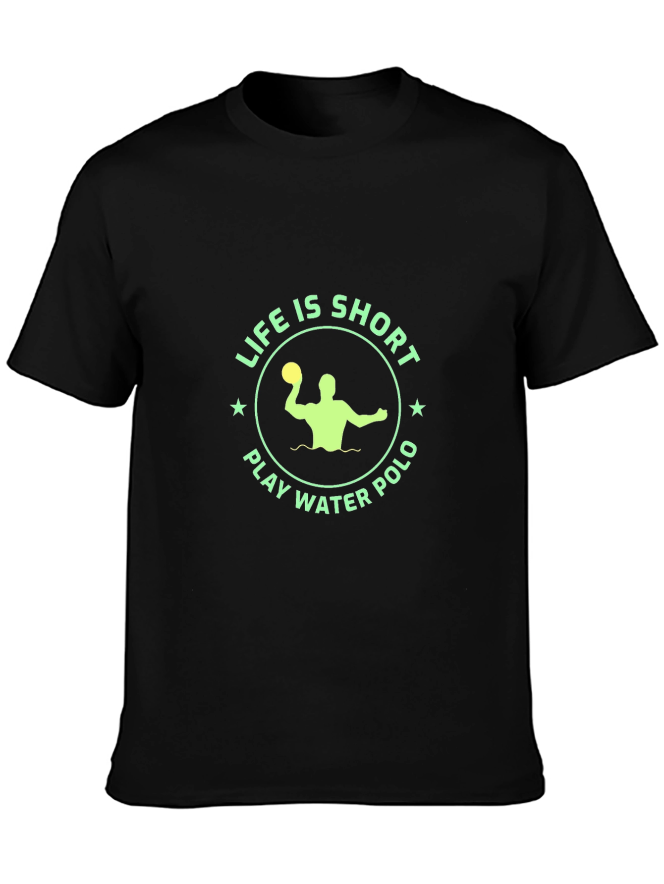 Life is Short Play Water Polo Black T-Shirt
