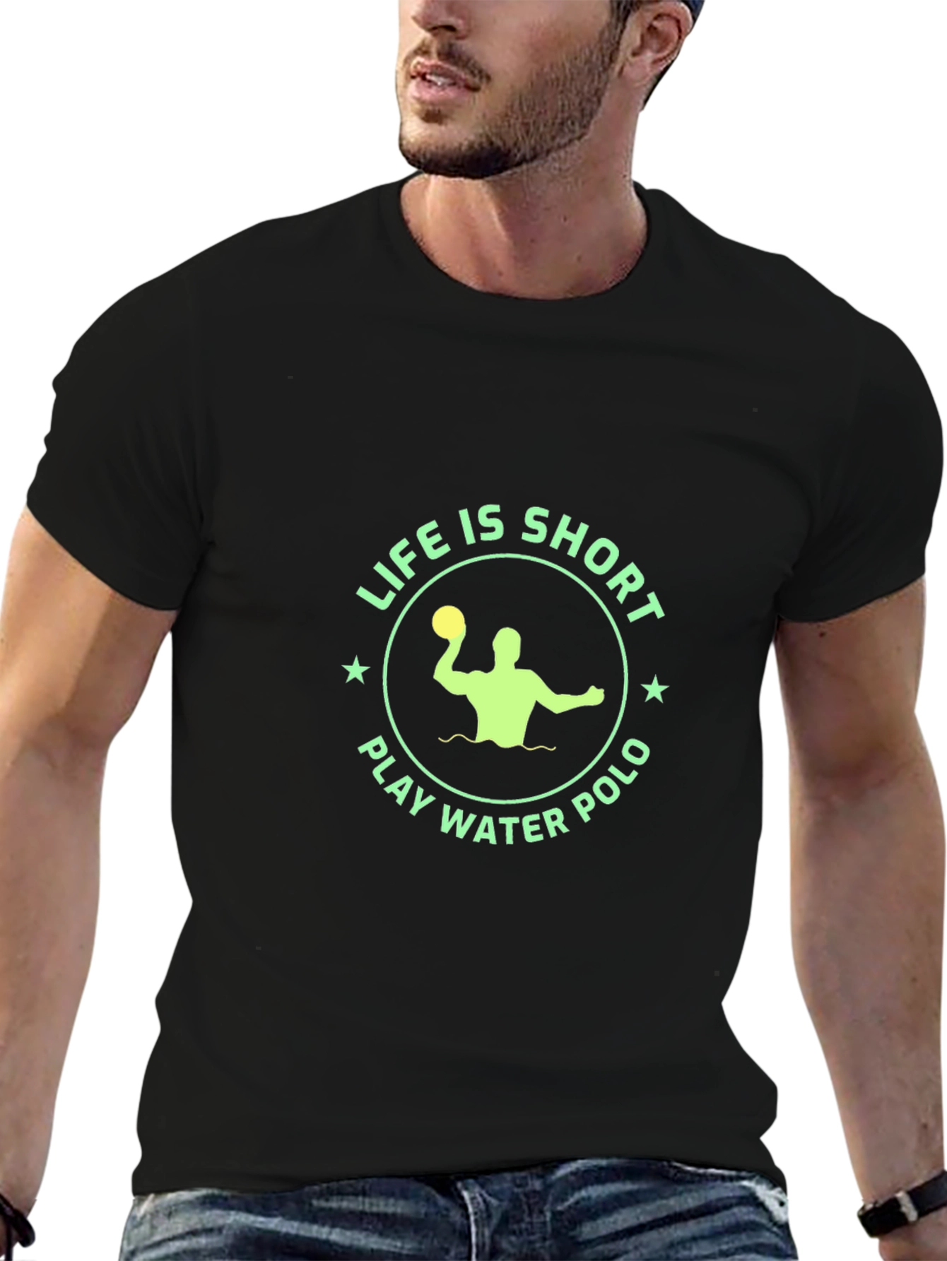 Life is Short Play Water Polo Black T-Shirt