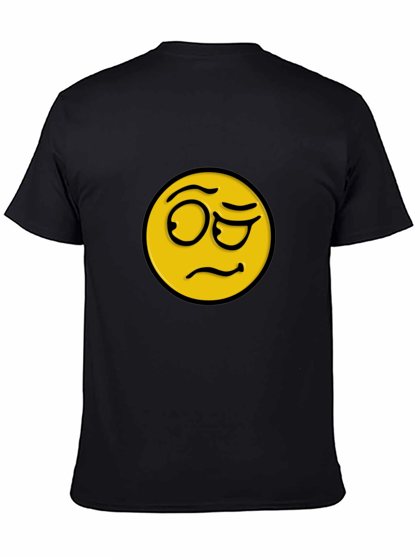 Skeptical Emoji Black Cotton T-Shirt