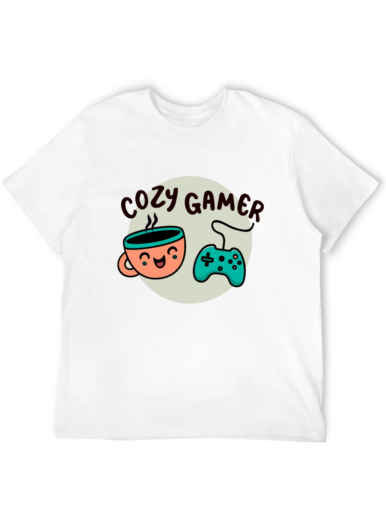 Cozy Gamer T-Shirt - Coffee and Controller Graphic Tee