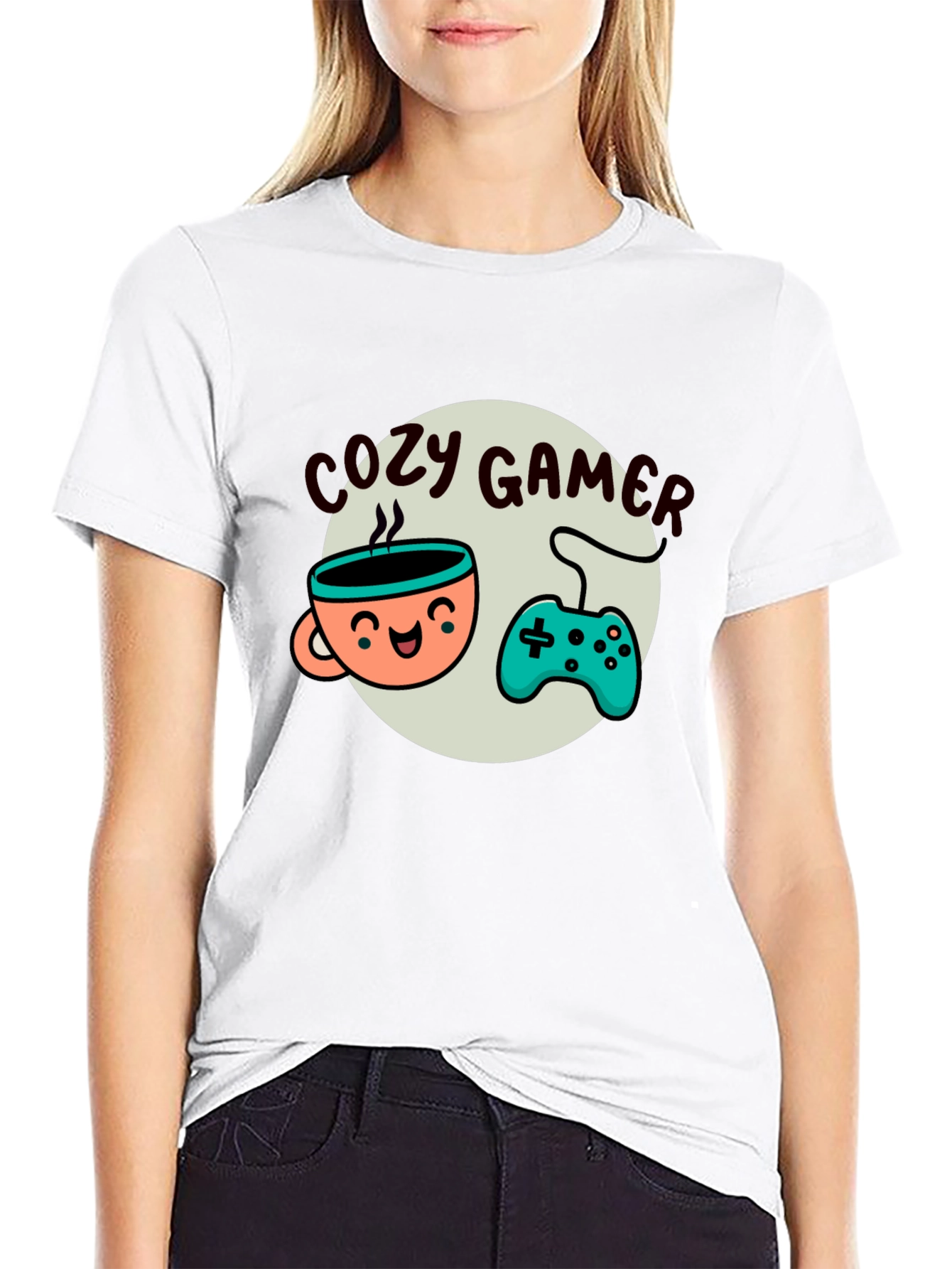 Cozy Gamer T-Shirt - Coffee and Controller Graphic Tee
