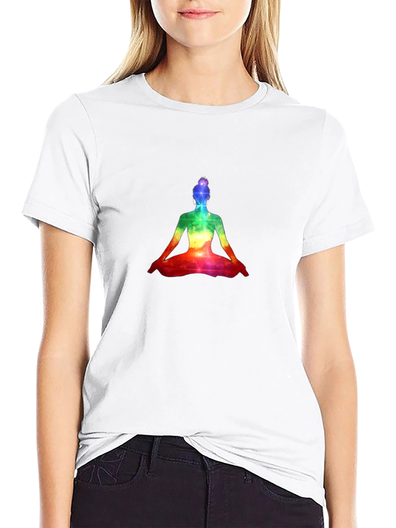 Rainbow Yoga Pose Graphic Tee - Black