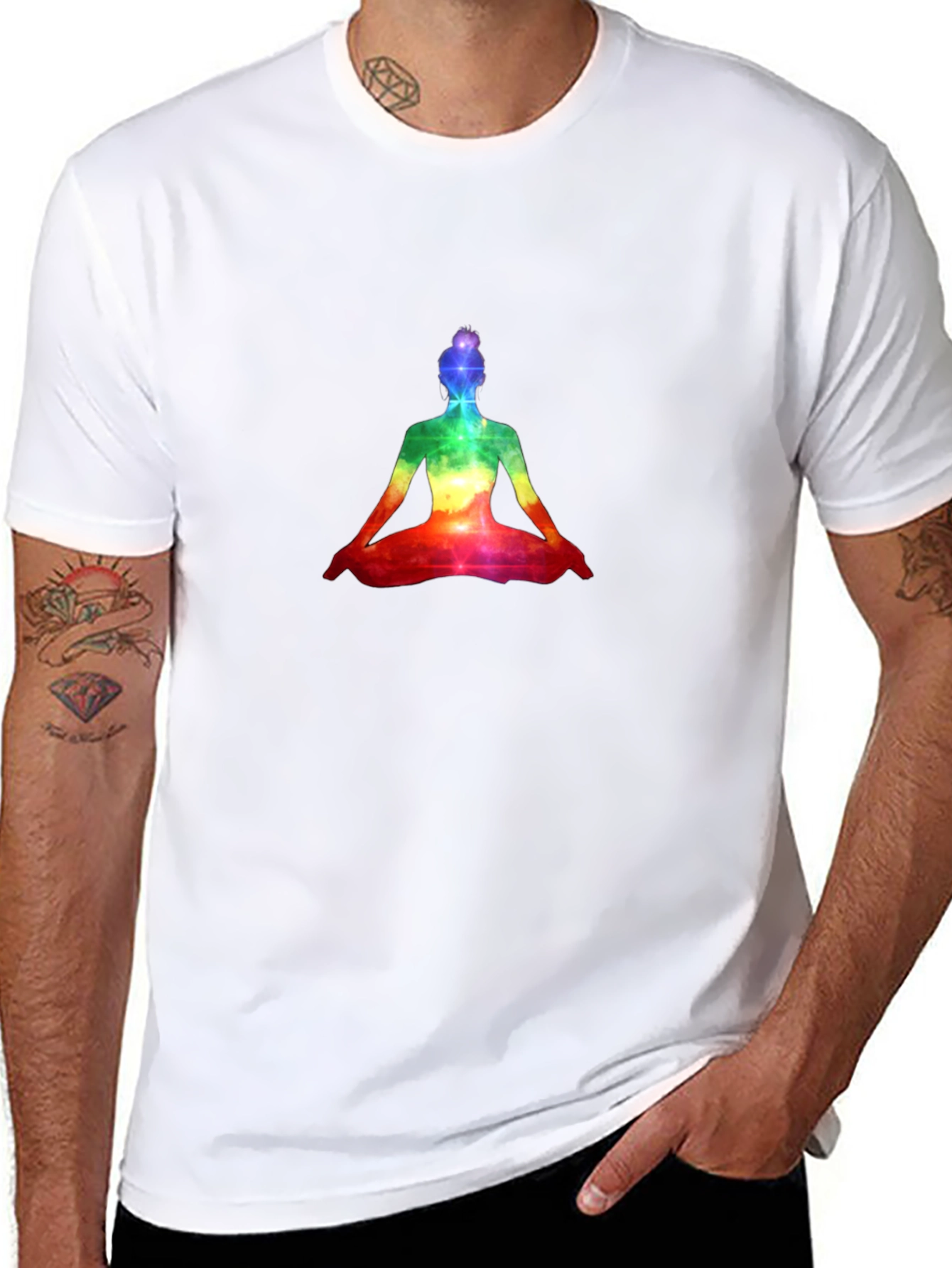 Rainbow Yoga Pose Graphic Tee - Black