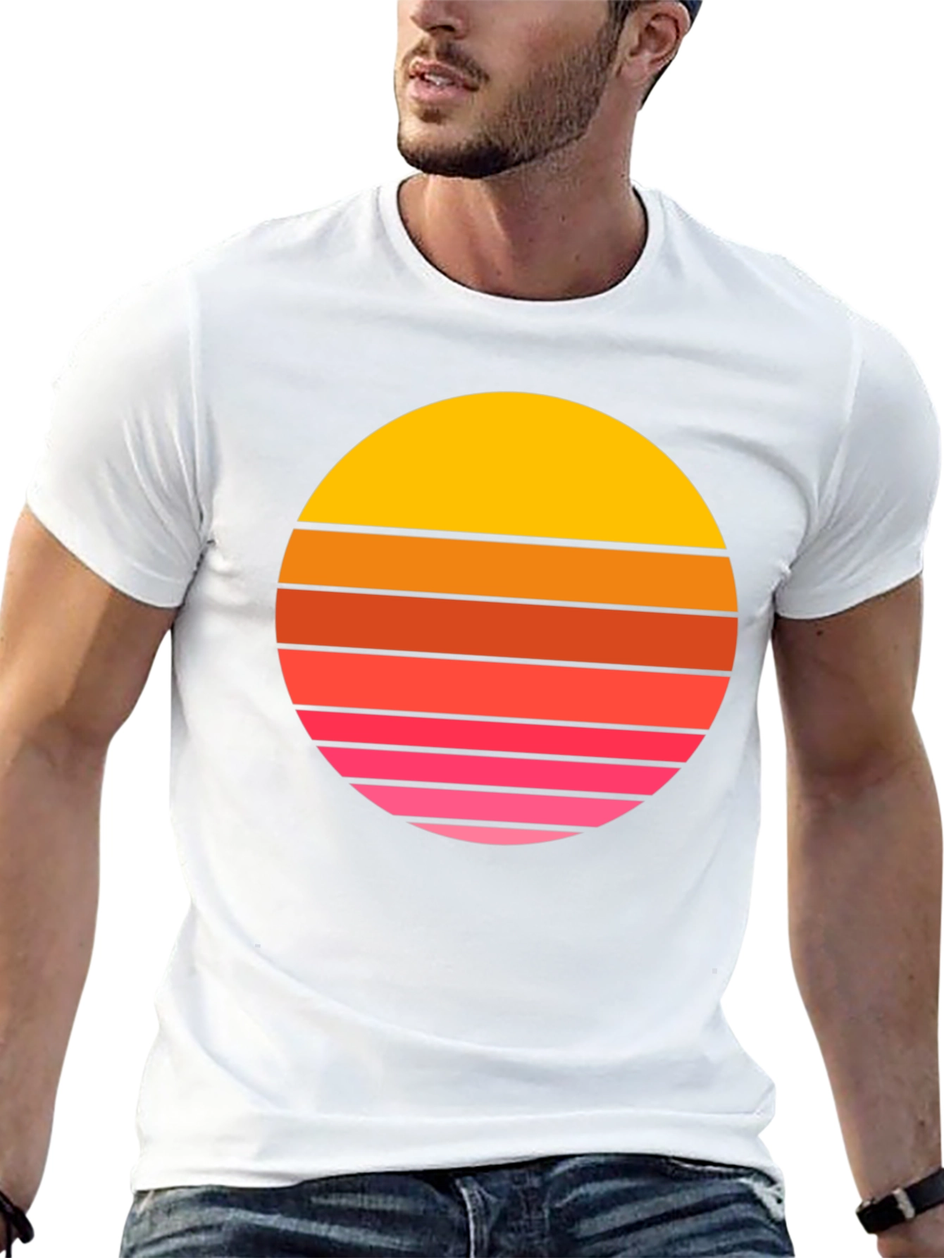 Retro Sunset Graphic Tee - Black