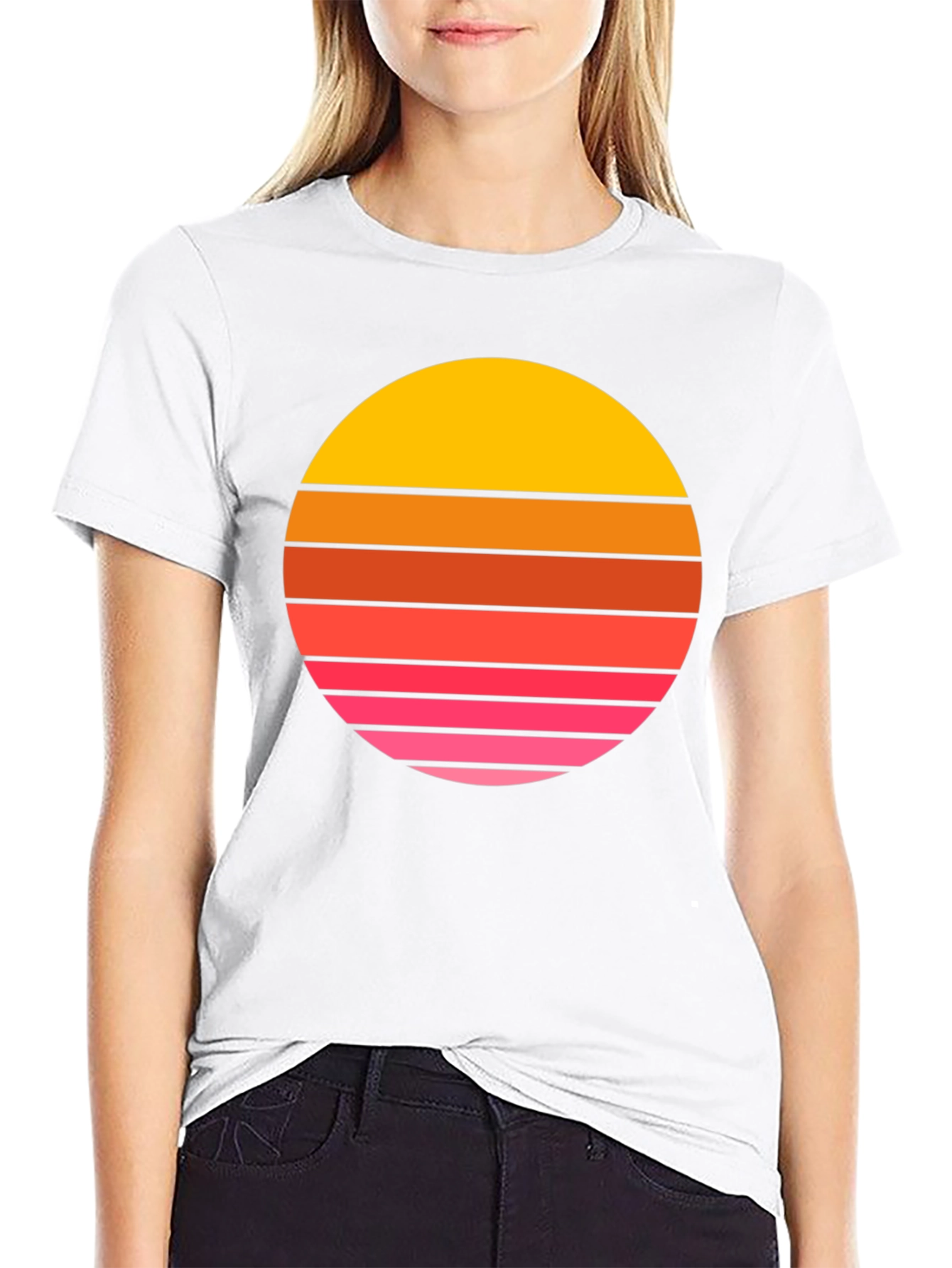 Retro Sunset Graphic Tee - Black